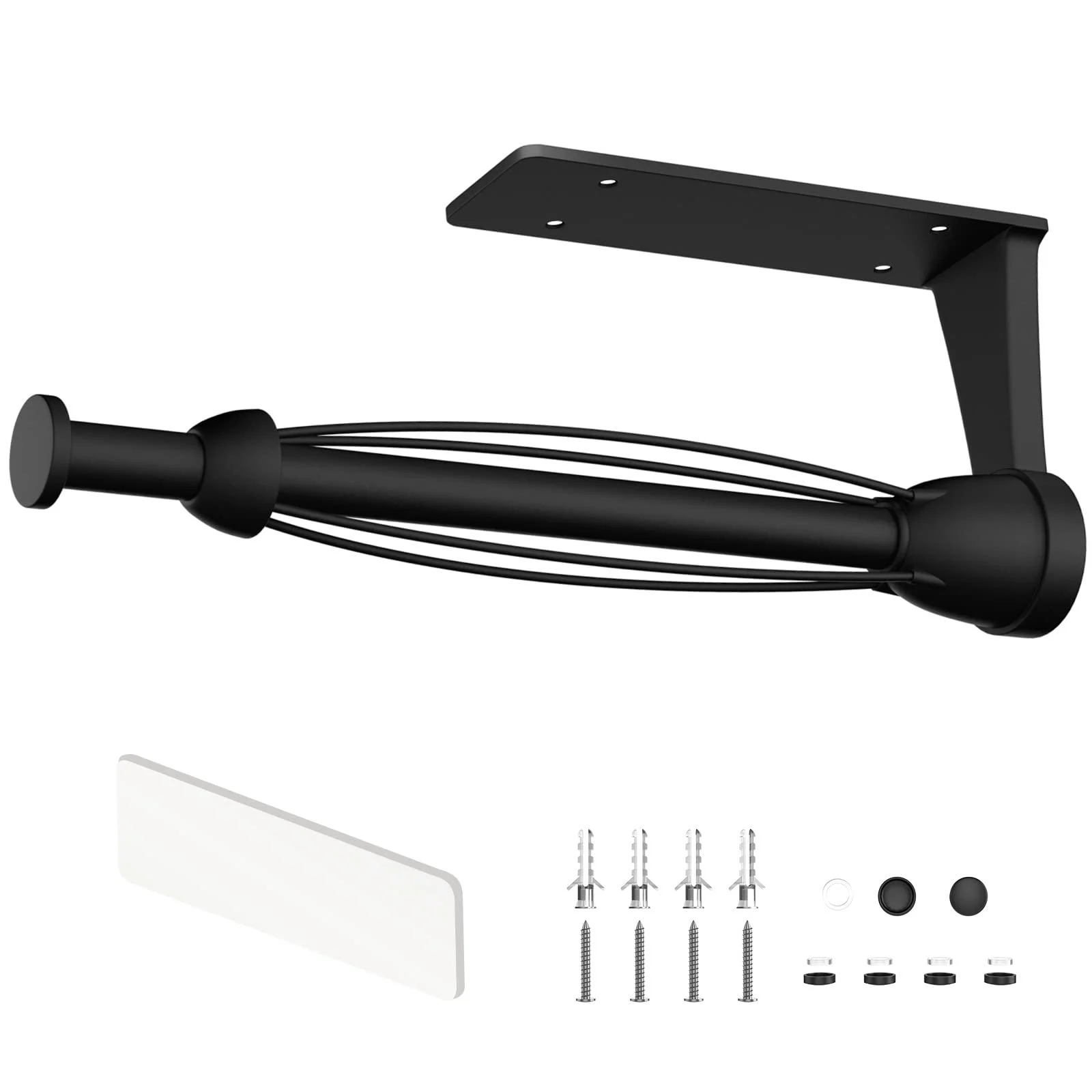 Single Hand Operable Paper Towel Holder Under Cabinet with Damping Effect for Kichen Bathroom(Black) - Atlantic Natural Foods