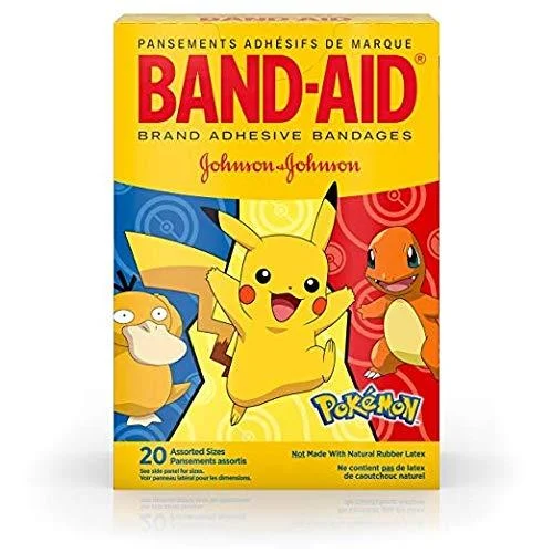 Band-Aid Brand Adhesive Bandages for Minor Cuts & Scrapes, Wound Care Featuring Pokmon Characters for Kids, Assorted Sizes 20 ct