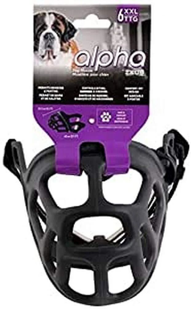 ZEUS Alpha TPR Muzzle for XX-Large Dogs Comfort Fit Design Prevents Biting Barking and Chewing Black XX- Large
