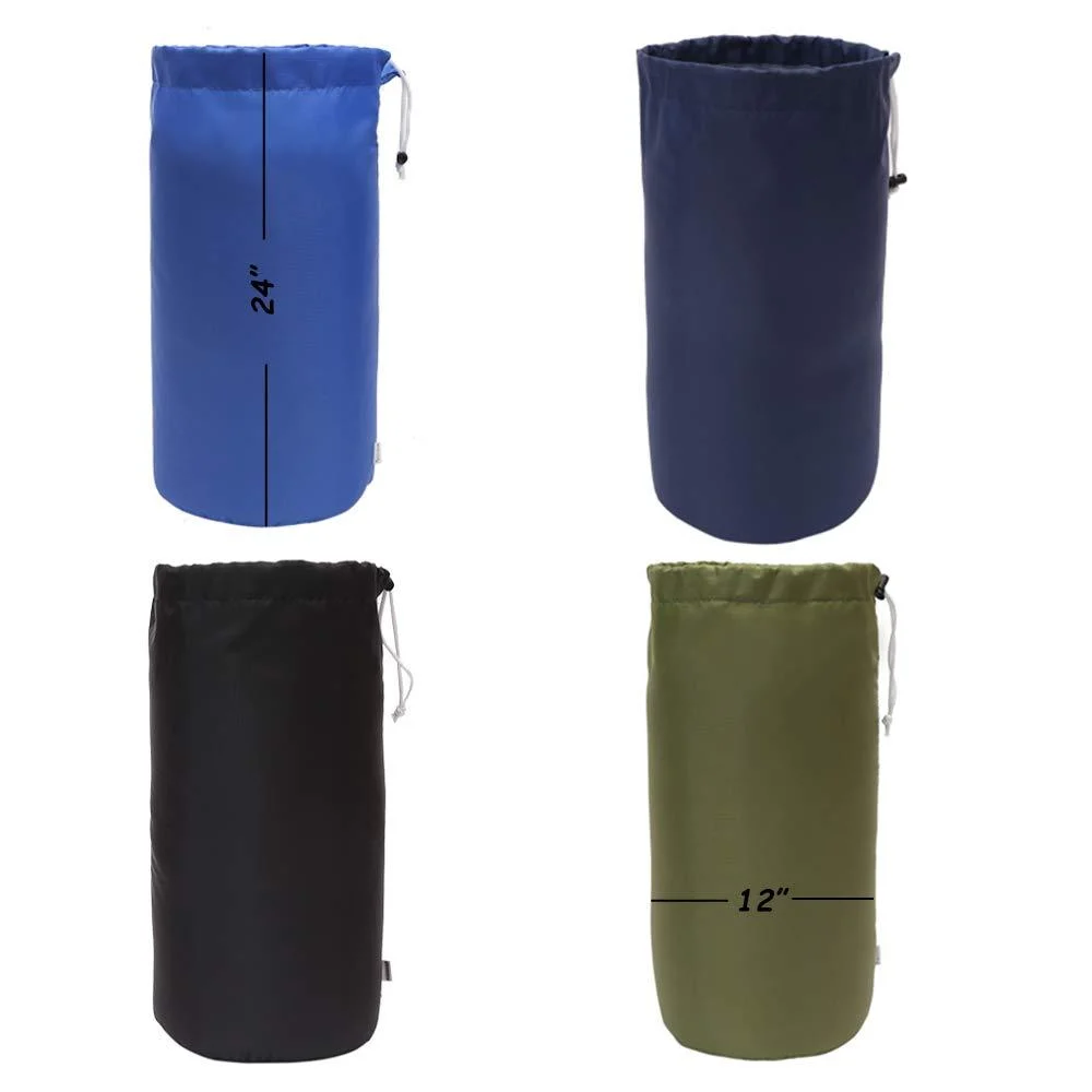Augbunny Durable Drawstring Water Resistant Dust Flap Stuff Sack Bag 4-Pack Black, Navy, Blue, Green Large