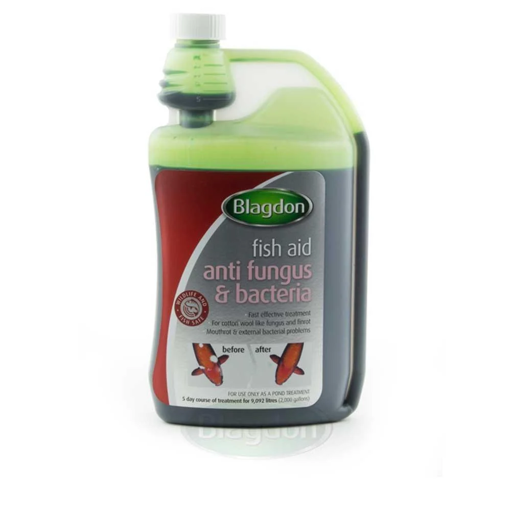 Blagdon Fast Acting Anti-Fungus & Bacteria Water Treatment for All Pond Fish Finrot Mouthrot External Bacterial Infections Wildlife & Fish Safe 1 Litre Clear 1 l (Pack of 1)