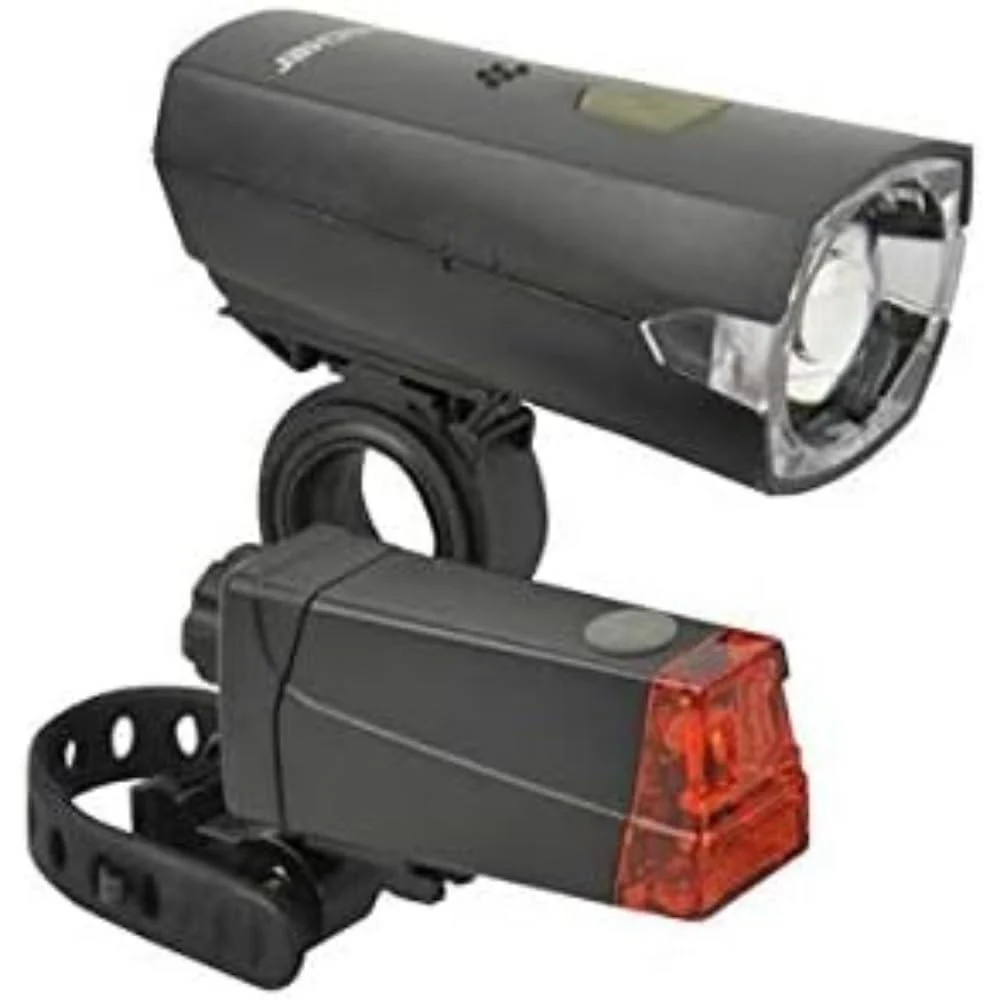 Fischer bicycle lighting set 12 lux battery light set front and rear lights splash water protection according to IP44 StVZO covered black