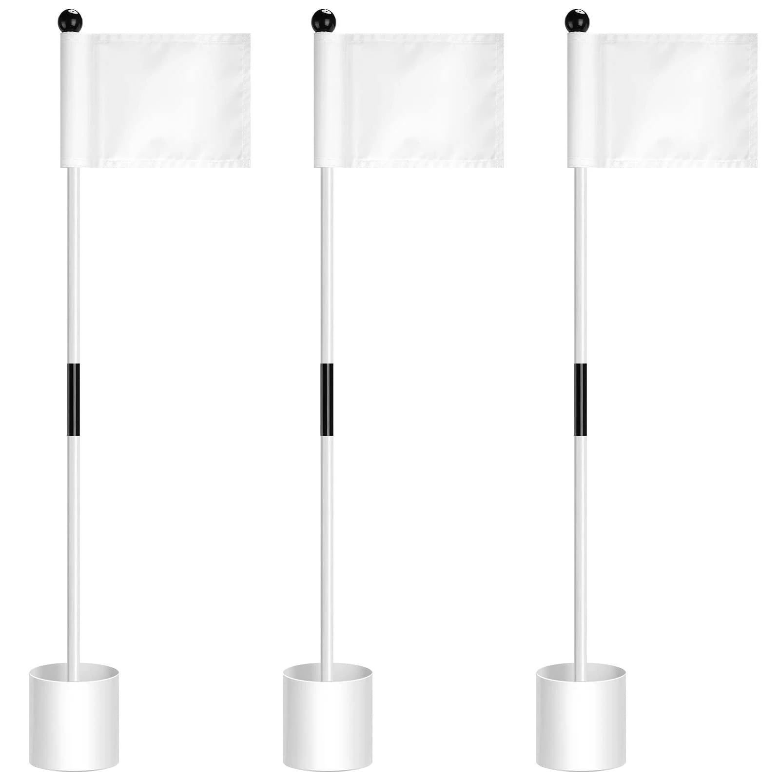 3 Set Golf FlagSticks Flags with Cups Practice Putting Green Flag Golf Pole Pin Flagpole Golf Hole Cup Nylon Golf Flags Portable Mini Golf Flag Sticks 2 Section Design for Yard Backyard Golf Course - Hungdao