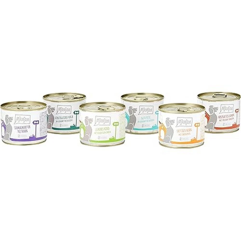 MjAMjAM - premium wet food for dogs - mixed pack II - with chicken & duck beef turkey veal turkey lamb 6 pack (6 x 200 g) natural with extra meat