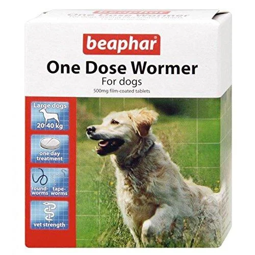 Beaphar One Dose Wormer for Large Dogs 4 Tablets (Pack of 2 Total 8 Tablets) 8 Tablets Large Dogs