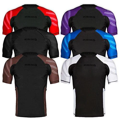 Sanabul Essentials Short Sleeve Compression Training Rash Guard for MMA BJJ Wrestling Large All Black