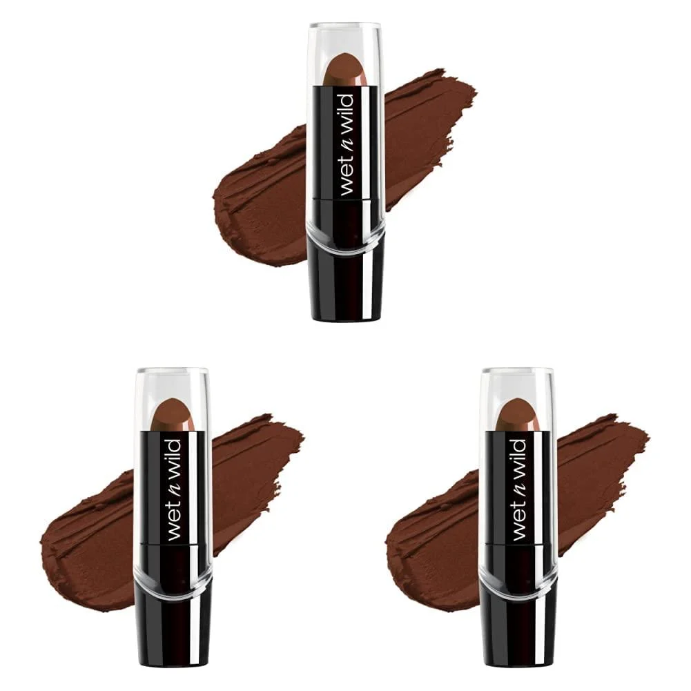 wet n wild Silk Finish Lipstick Hydrating Lip Color Rich Buildable Color Mink Brown (Pack of 3)