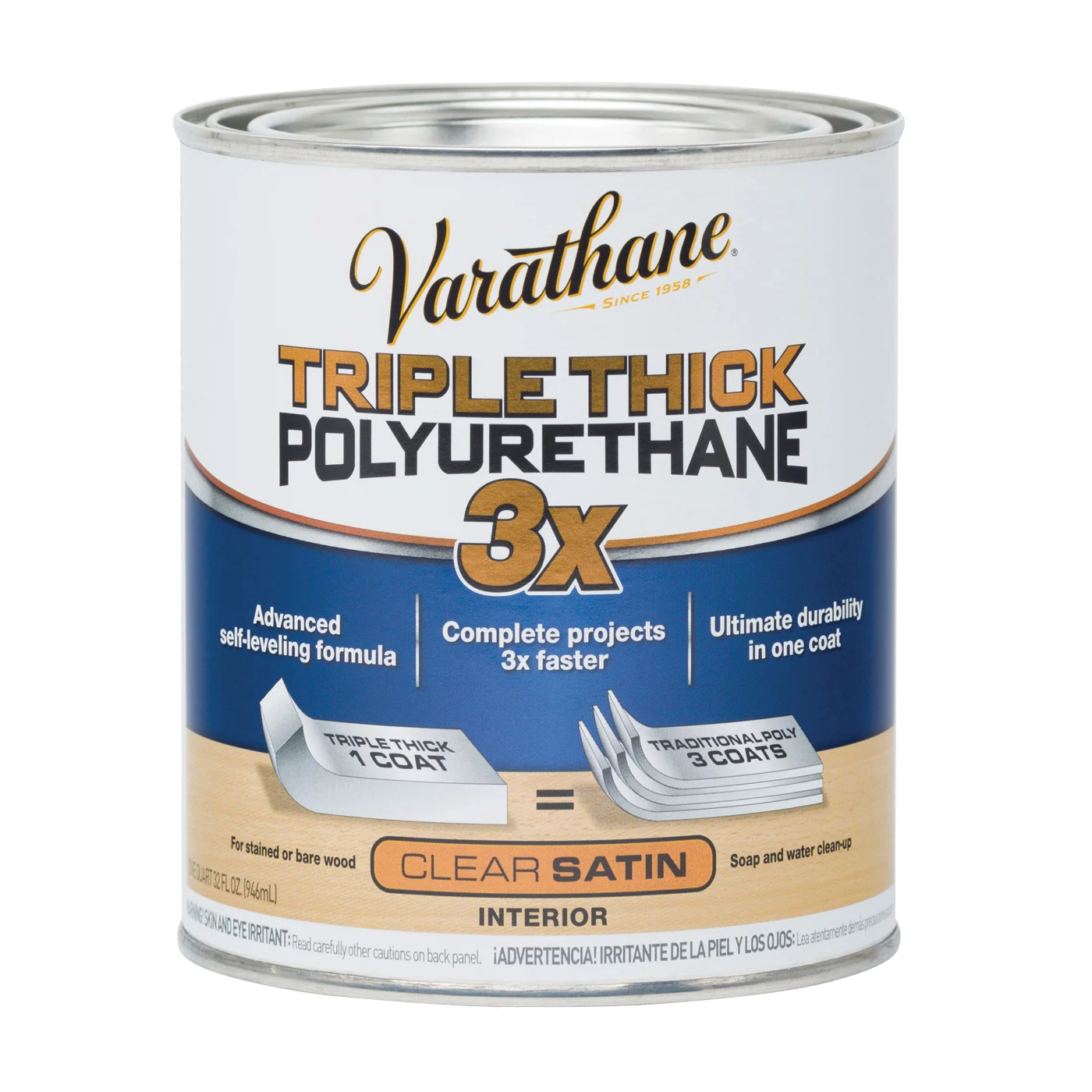 284473 Polyurethane, Oil Base, Clear, Satin, Liquid, 1 qt, Can - Varathane