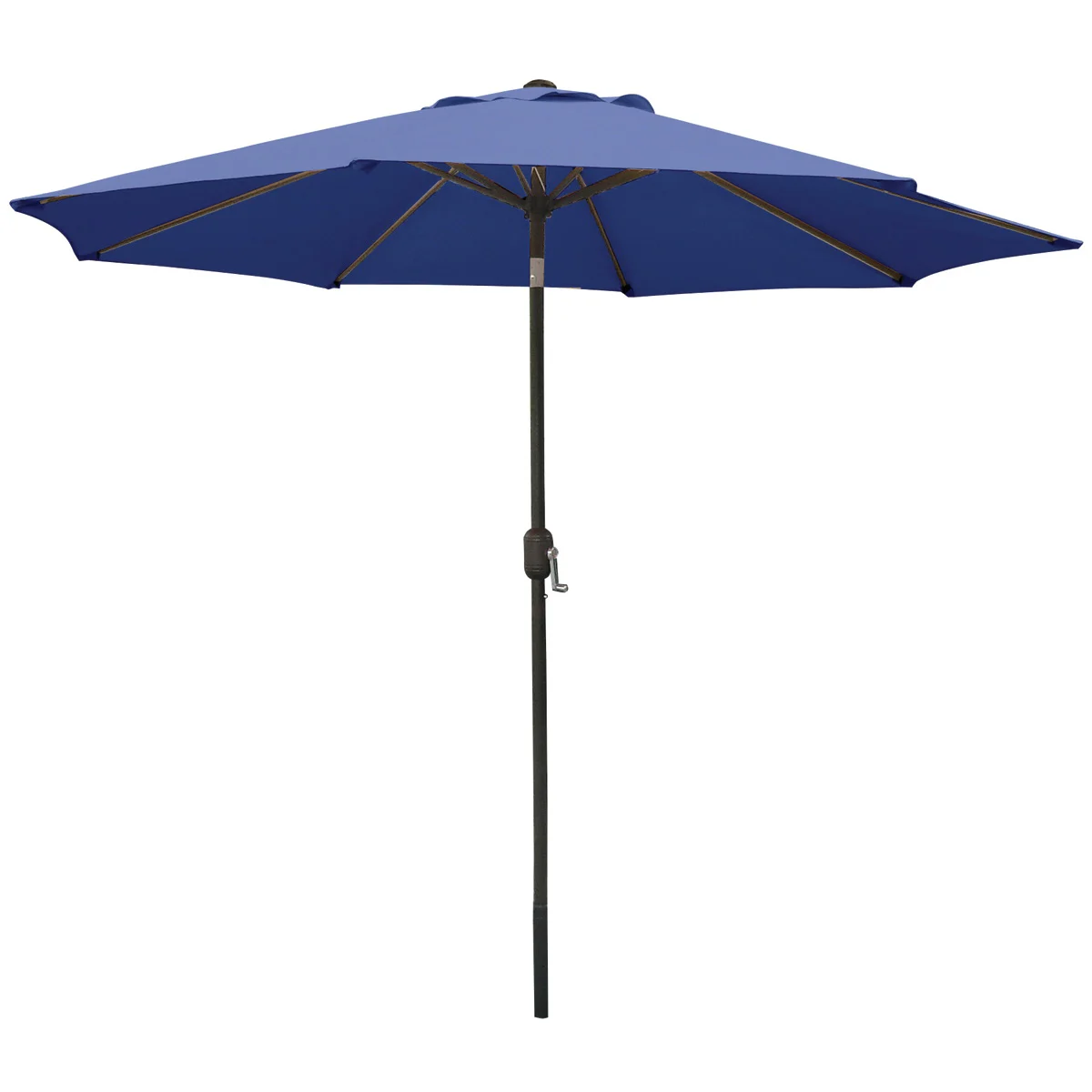 60033 Crank Umbrella, 92.9 in H, 107.9 in W Canopy, 107.9 in L Canopy, Round Canopy, Steel Frame, Navy Blue Fabric - Seasonal Trends