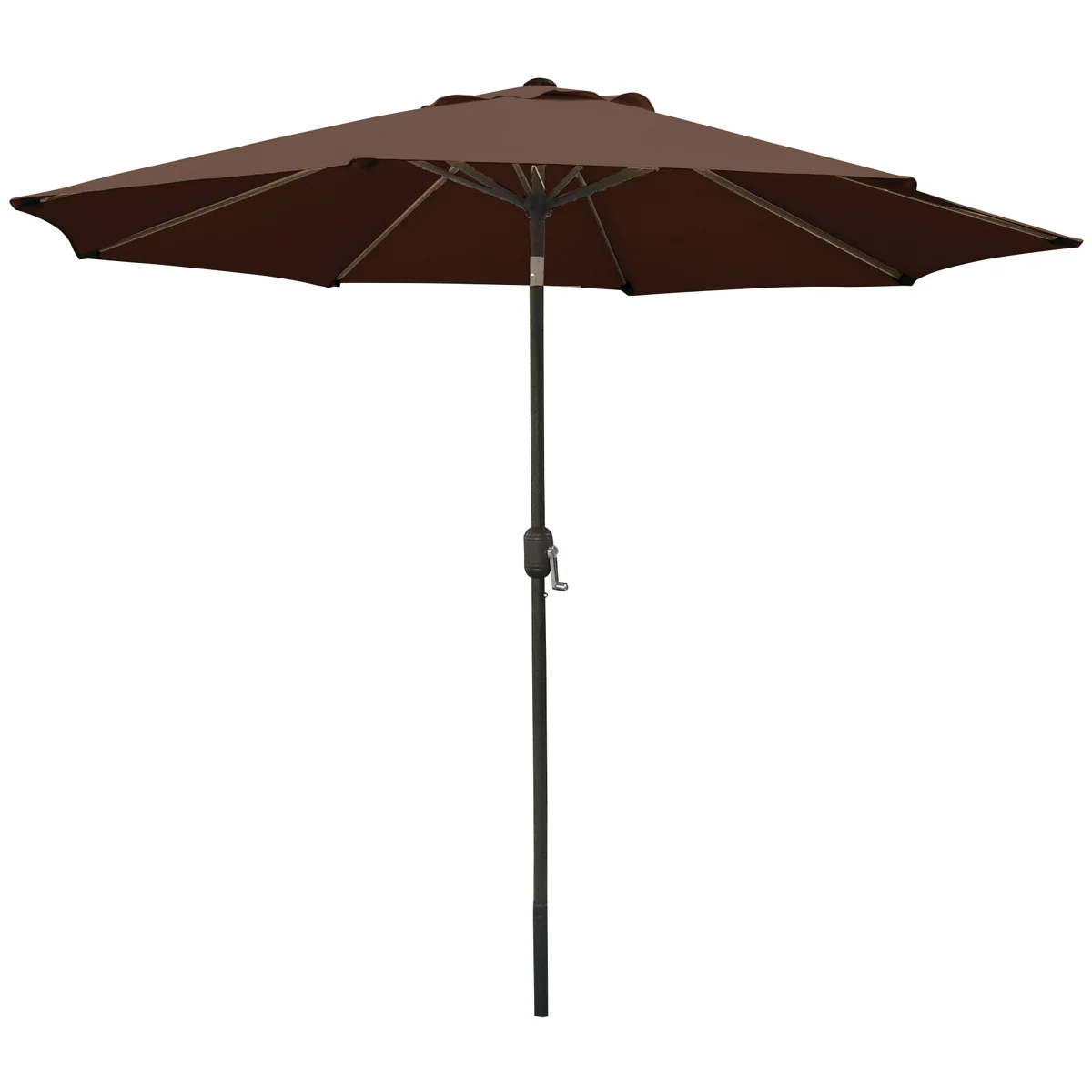 60037 Crank Umbrella, 92.9 in H, 107.9 in W Canopy, 107.9 in L Canopy, Round Canopy, Steel Frame, Chocolate Fabric - Seasonal Trends