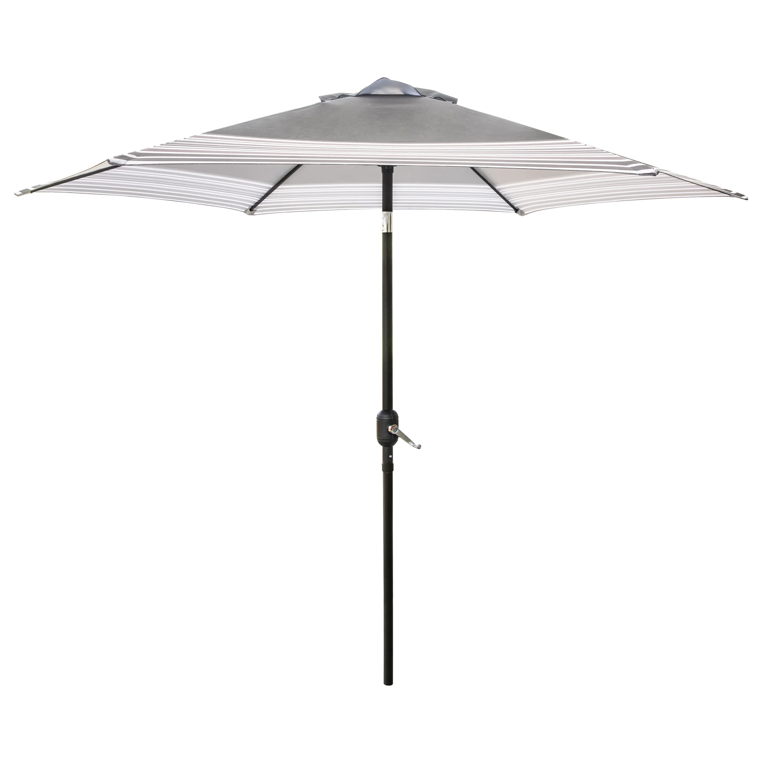 59793 Tilt/Crank Market Umbrella, 94.4 in H, 106.2 in W Canopy, 106.2 in L Canopy, Hexagonal Canopy, Black/Tan Fabric - Seasonal Trends