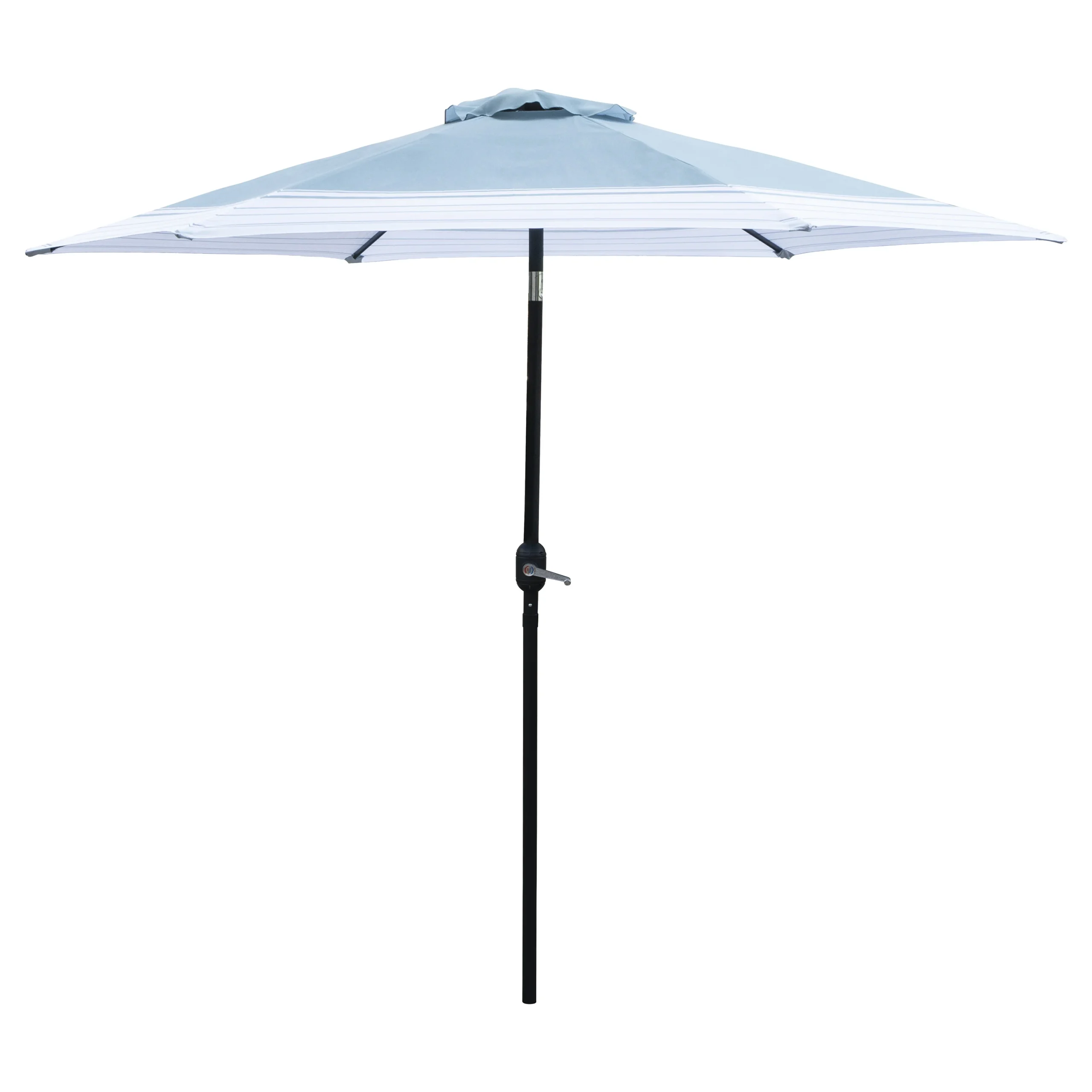 59794 Tilt/Crank Market Umbrella, 94.4 in H, 106.2 in W Canopy, 106.3 in L Canopy, Hexagonal Canopy, Blue/White Fabric - Seasonal Trends