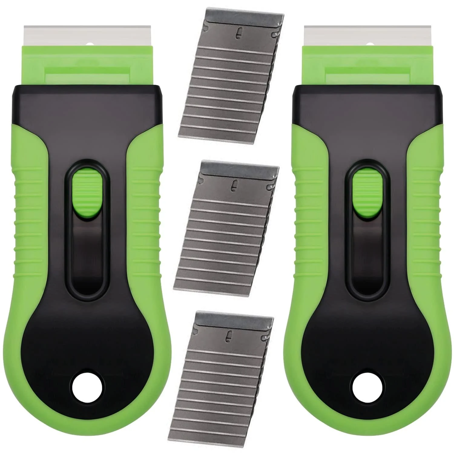 2PCS Razor Blade Scraper Glass Cooktop Scraper & Paint Scraper, Window Decal, Car Sticker and Glue Remover Razor Holder with 30 Extra Razor Blades (green) - buysigo