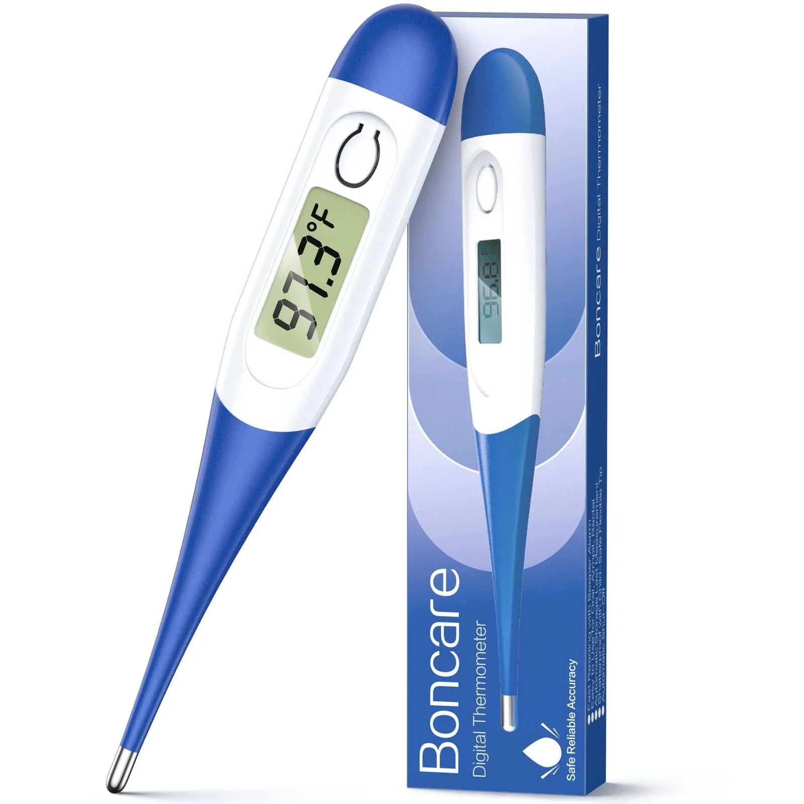 Thermometer for Adults, Digital Oral Thermometer for Fever, Basal Thermometer with 10 Seconds Fast Reading Dark Blue - Boncare
