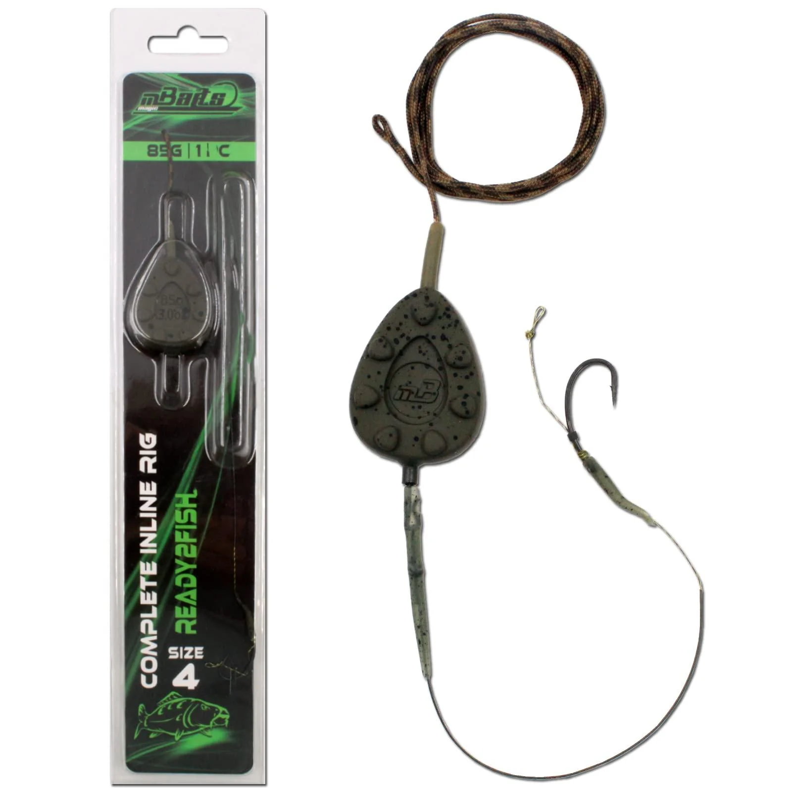Angel-Berger Fly Ready2Fish Complete Inline Rig Carp Mounting Carptackle Black
