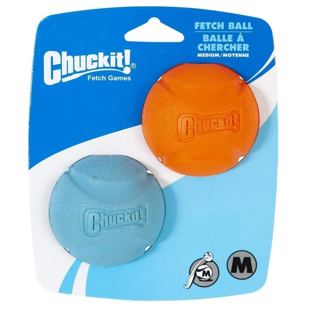 Chuckit! Fetch Ball Dog Toy Durable High Bounce Floating Rubber Dog Ball Launcher Compatible Toy For Dogs Medium 2 Pack Medium 2 Pack