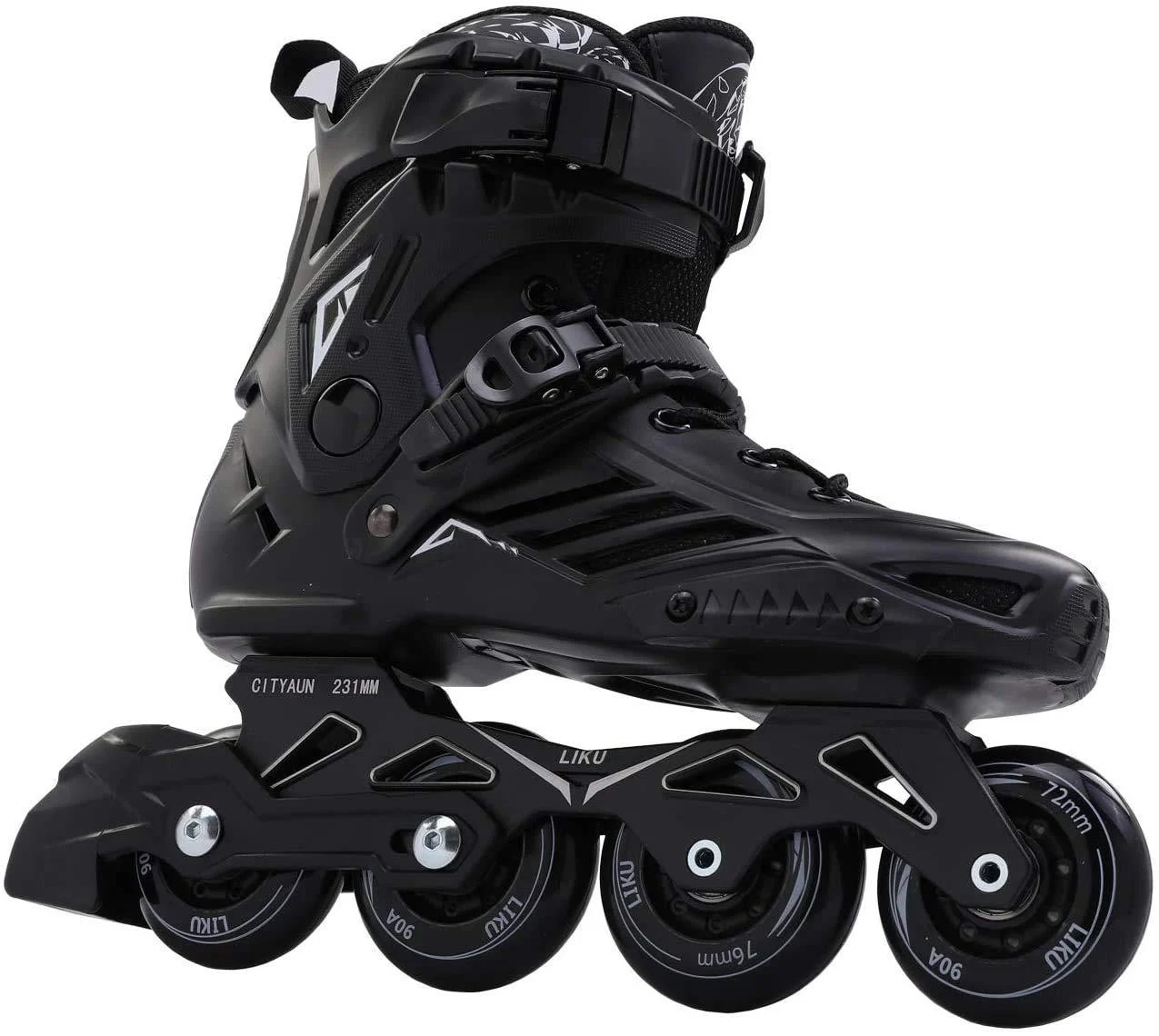 LIKU Black Professional Inline Skates Unisex Men 11,Women 12