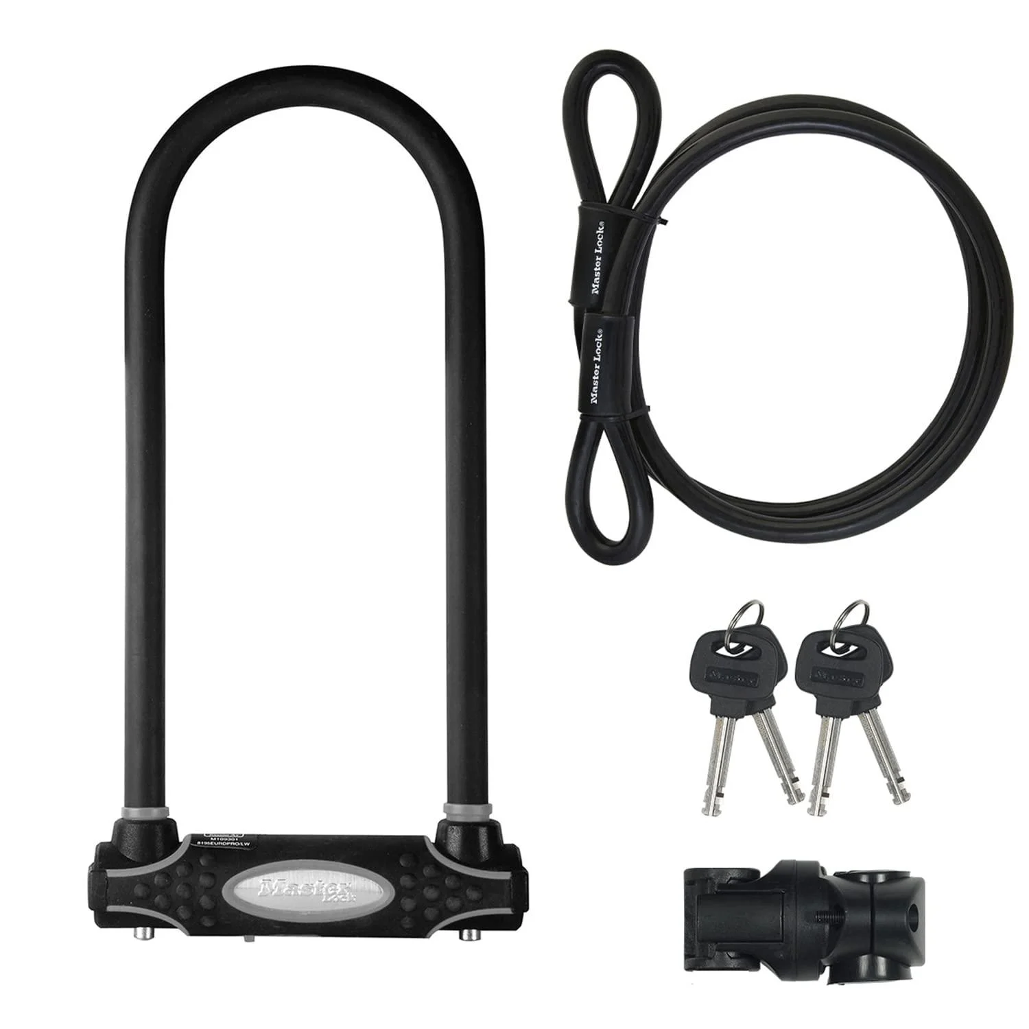 Master LOCK INCLOSS with loop cable key lock with bracket Certified bicycle lock - Secure gold certificate XL 8285EURDPRO - ideal for bicycles Gross