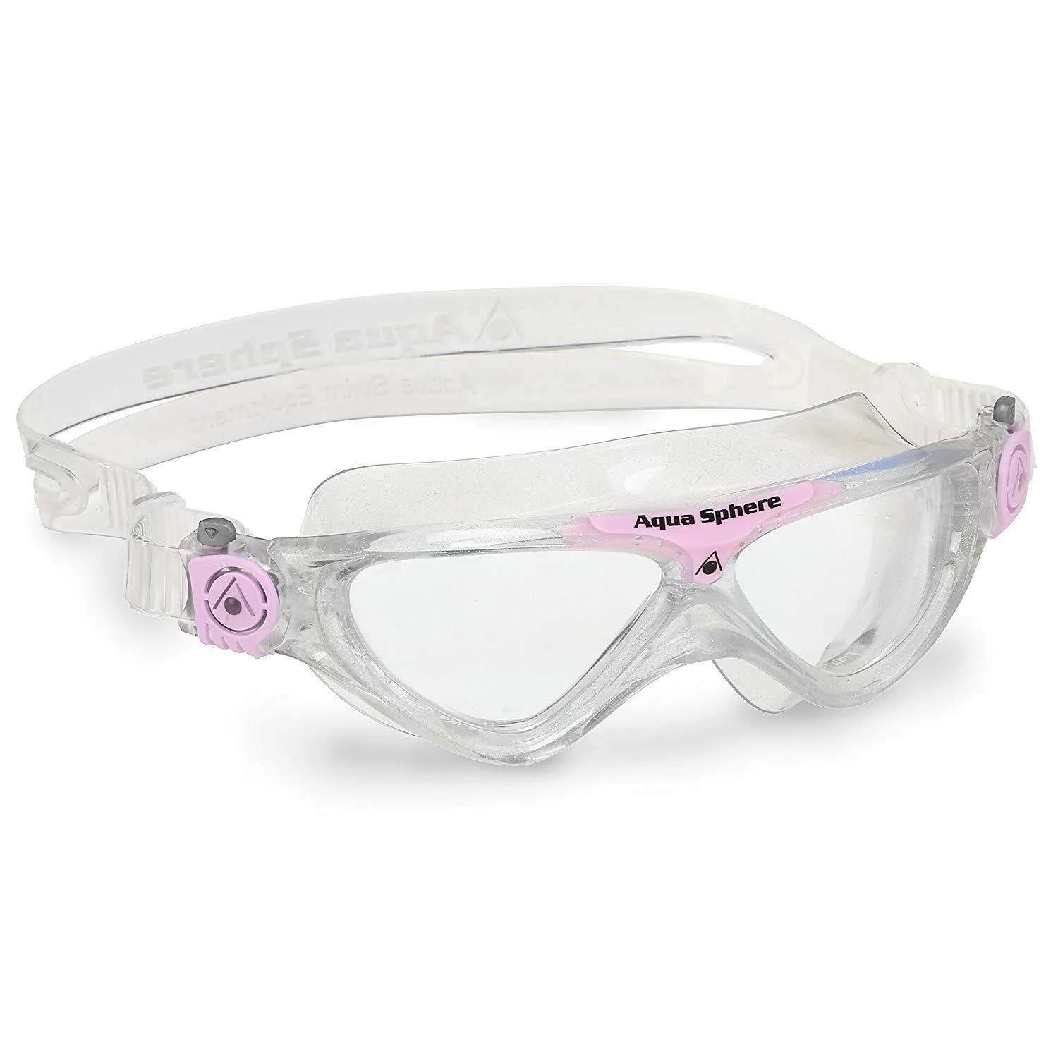 Aquasphere Vista Junior (Ages 6+) Swimming Goggles - 180 Degree Vision, Leak Free Hypoallergenic Seal, Anti Fog & Scratch Clear Lens / Pink