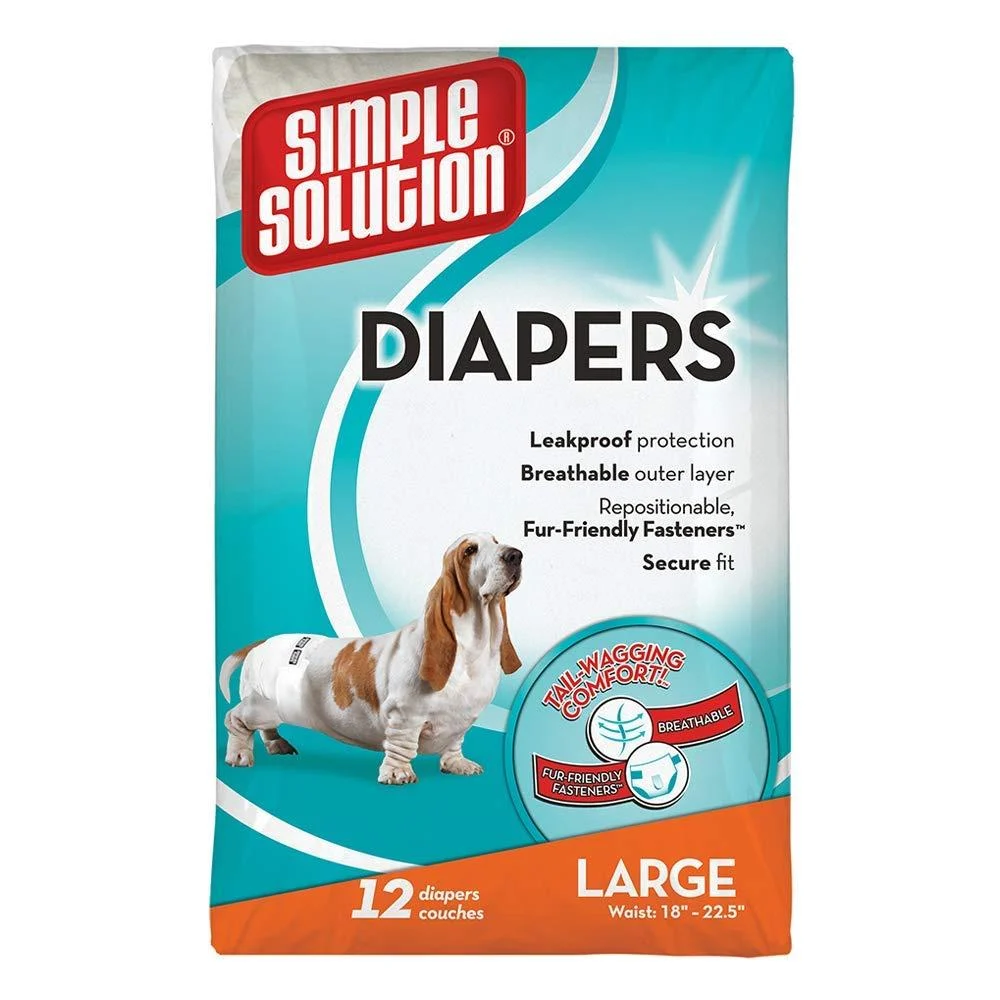 Simple solution disposable dog diapers for bitches |Super absorbent spout -safe fit |Watrepdicator 12 Pack Large-12 piece