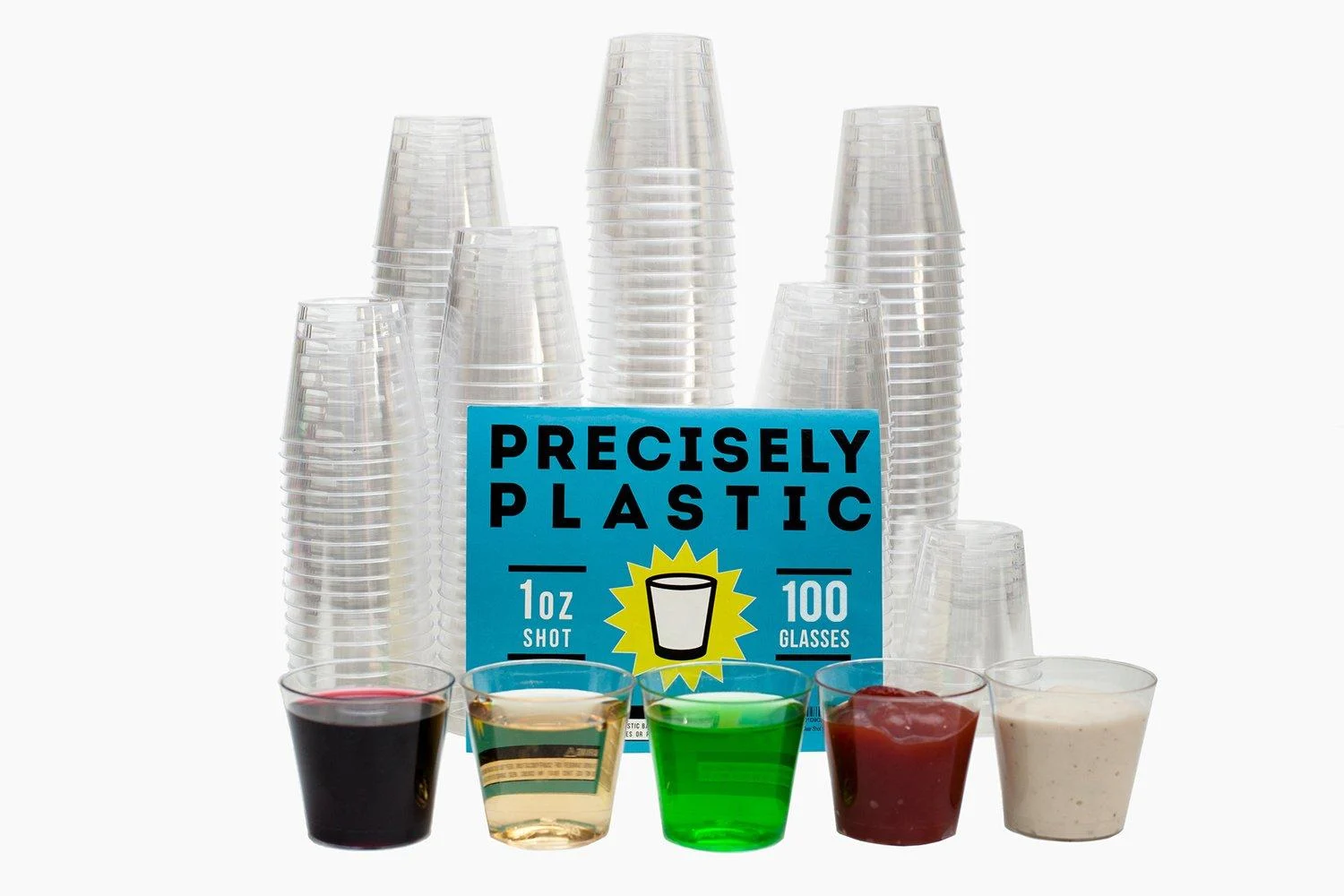 100 Shot Glasses Premium 1oz Clear Plastic Disposable Cups, Perfect Container for Jello Shots, Condiments, Tasting, Sauce, Dipping, Samples 1.0 ounces 100 - Precisely Plastic