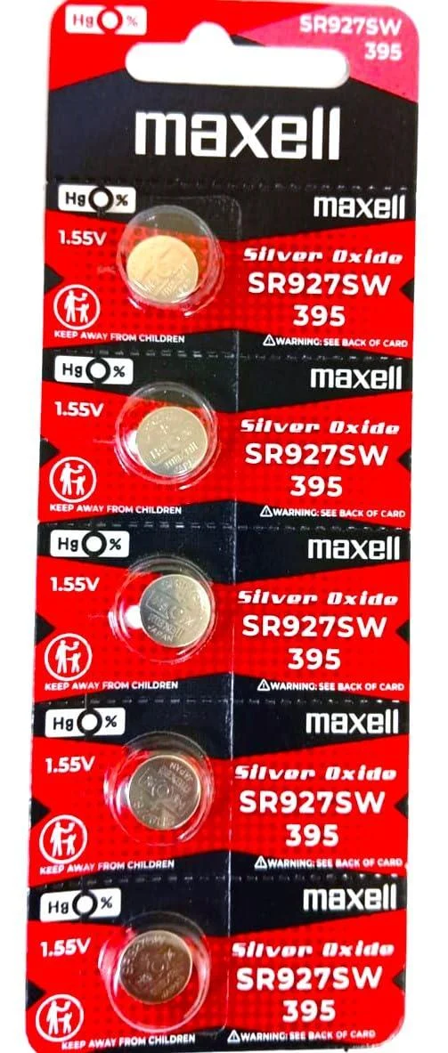 Maxell SR927SW 1.55v 395 Watch Battery. (5pcs Per Pack) 5 Count (Pack of 1)