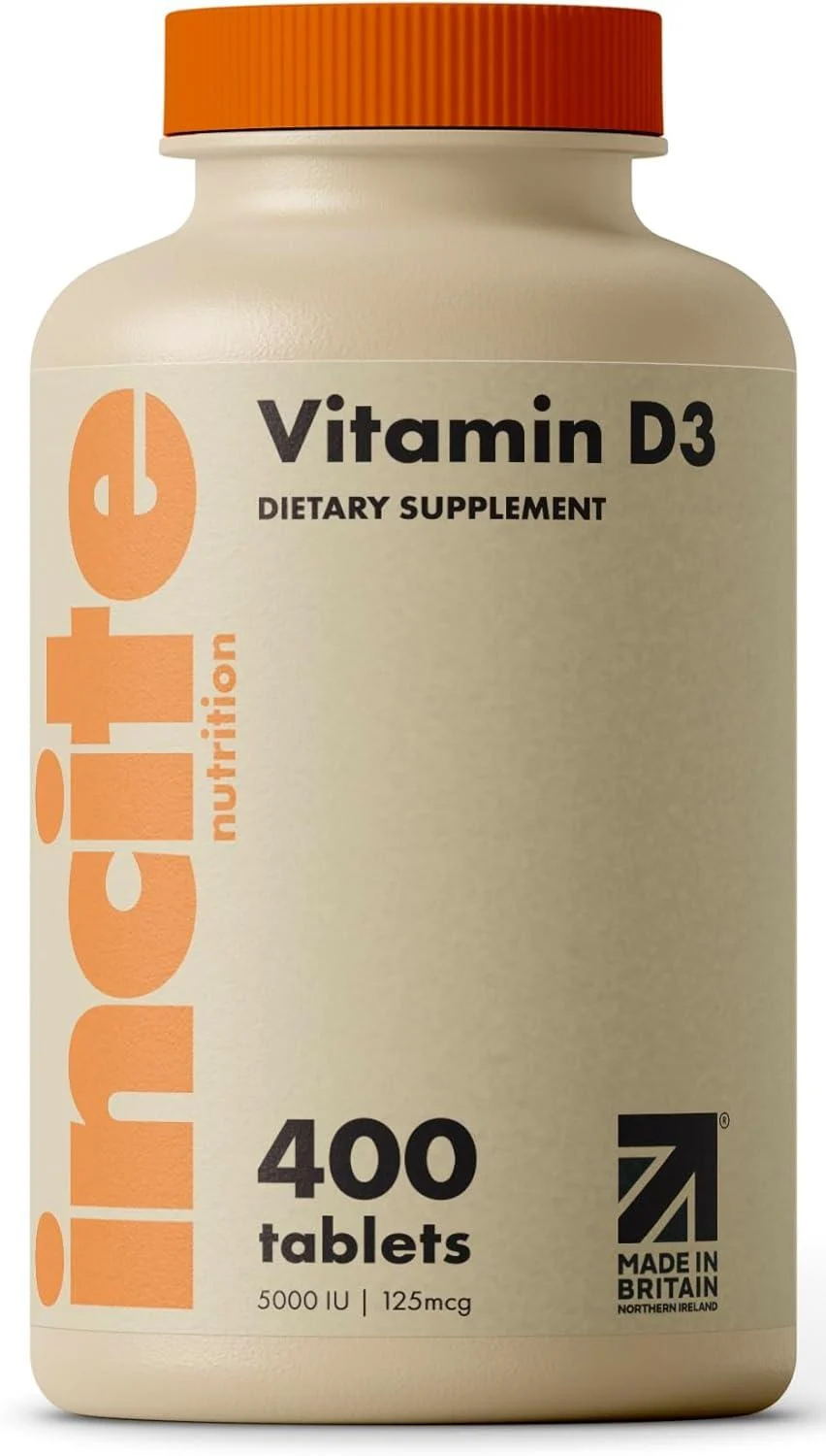 Incite Nutrition Vitamin D 5000 iu - 400 Premium Vitamin D3 Easy-Swallow Micro Tablets - One a Day High Strength Cholecalciferol VIT D3 5000iu - Vegetarian Supplement - Made in The UK Vitamin D3 5000iu