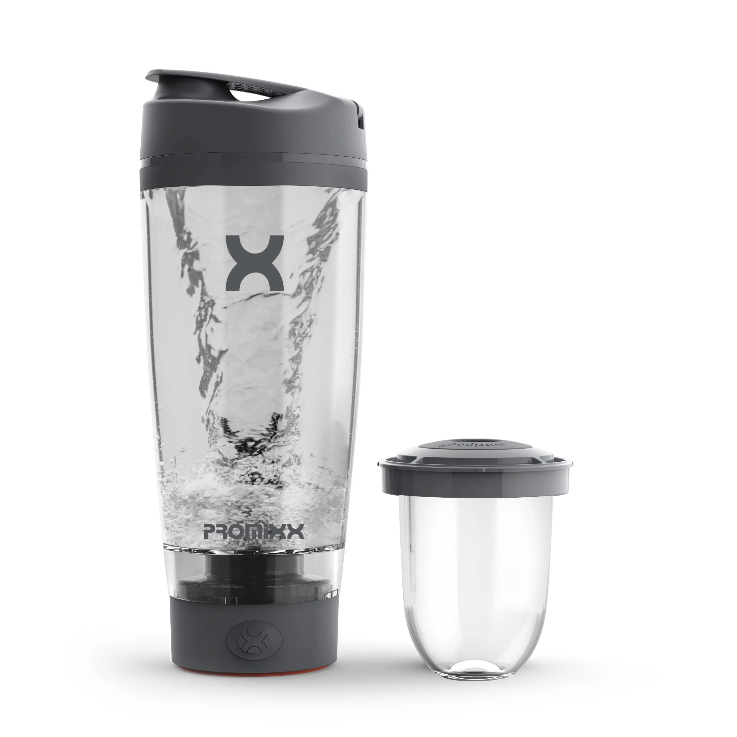 PROMiXX Pro Shaker Bottle Rechargeable includes Supplement Storage - Graphite Gray - 20oz
