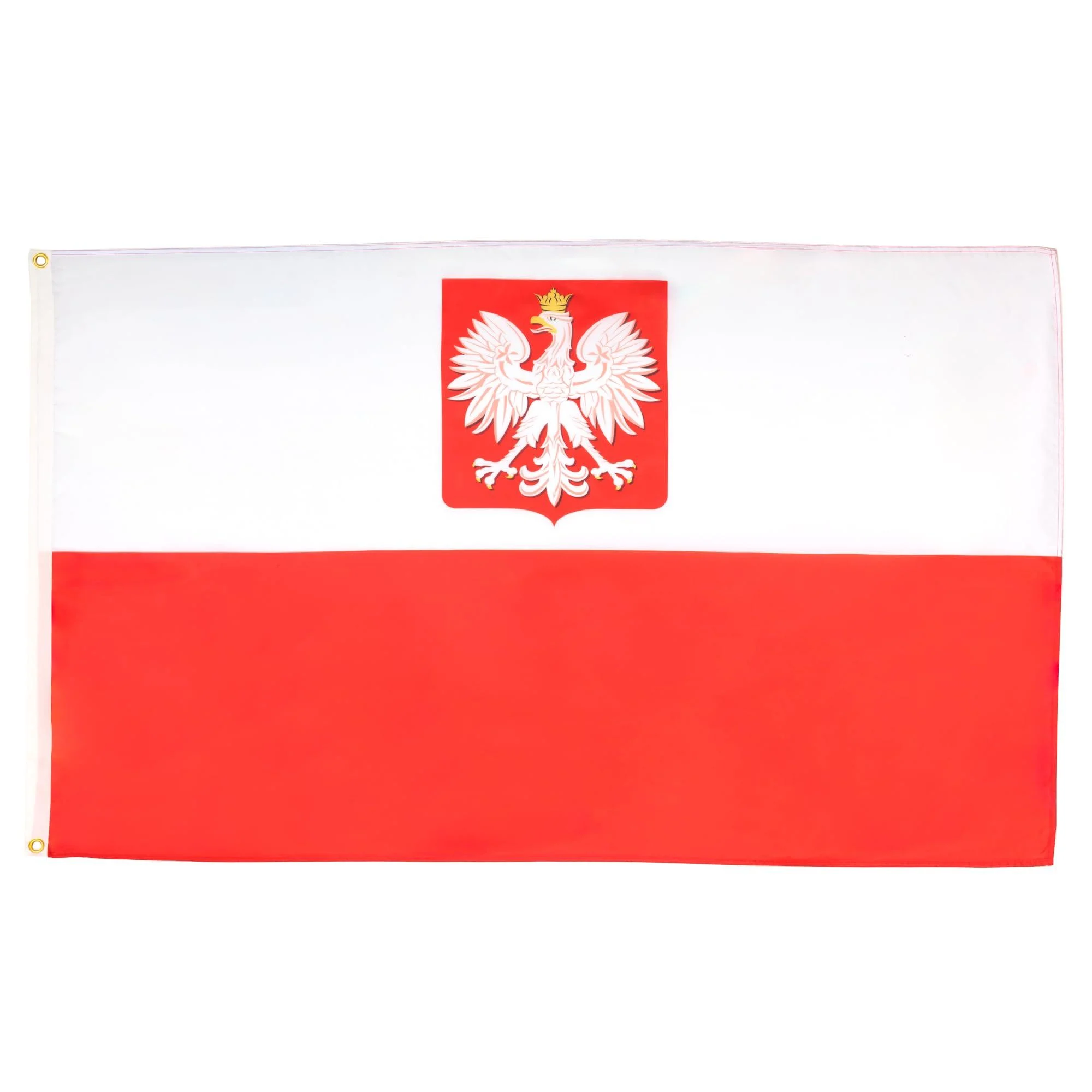 FLAG POLAND WITH EAGLE 150x90cm - POLISH FLAG 90 x 150 cm - flags AZ FLAG Top Quality