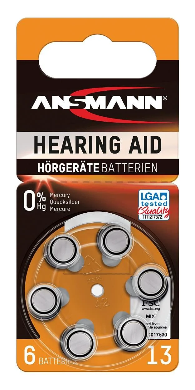 ANSMANN Hearing Aid Battery Size 13 Zinc-Air 1.4V (6 Pack) 13 (6-Pack)