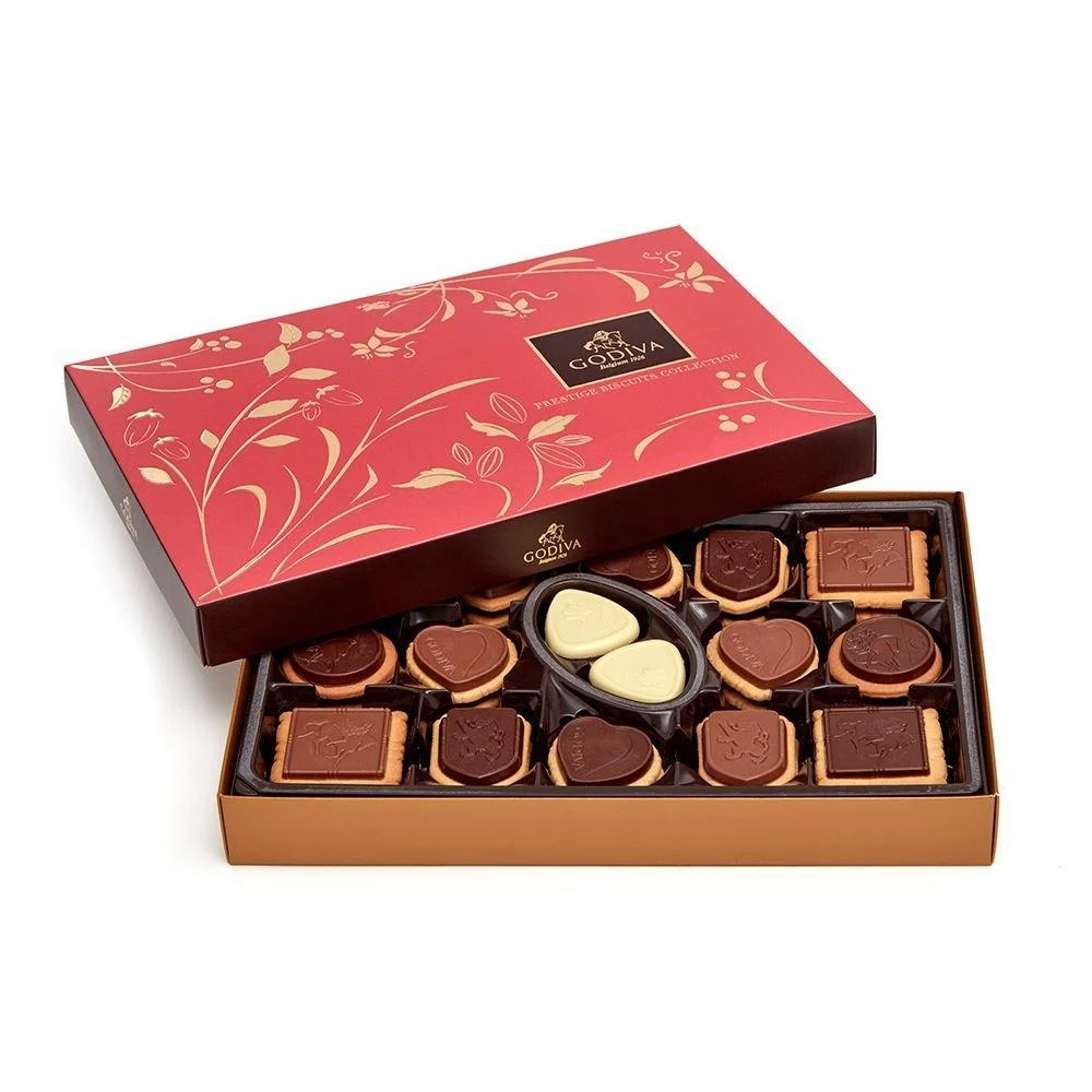 Godiva Chocolatier Assorted Chocolate Box of Biscuits, 32 pc. Biscuit Tin 32 Piece 32 Count (Pack of 1)