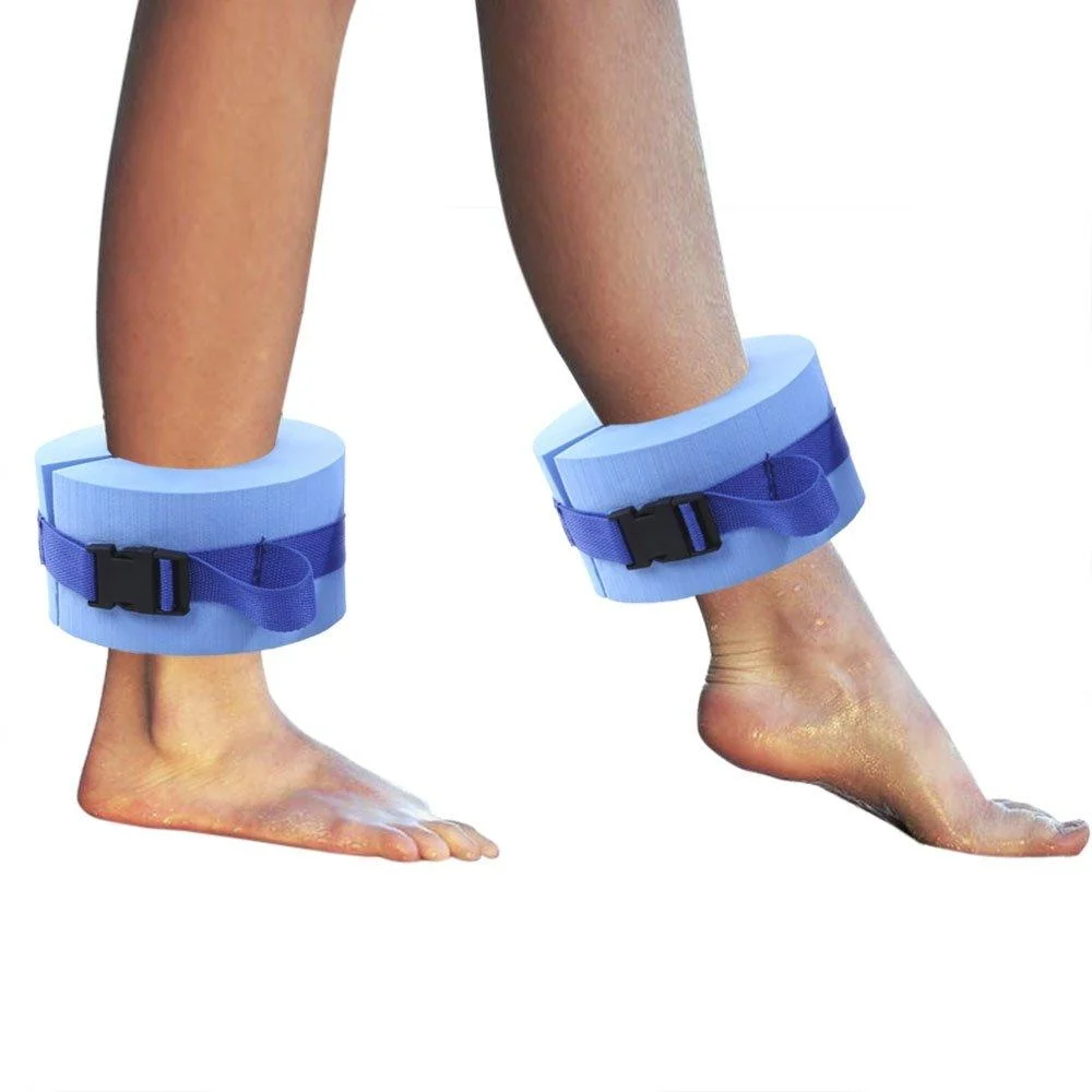 Foam Swim Aquatic Cuffs, Water Aerobics Float Ring Fitness Exercise Set, Ankles Arms Belts with Quick Release Buckle for Swim Fitness Training Set, Set of 2, Blue - Asdomo