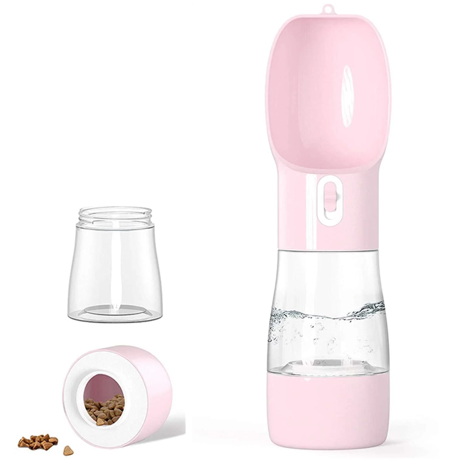 Misthis Dog Travel Water Bottle,Portable Dog Water Bottle Pet Drinking Bottle Drink Cup Dish Bowl Dispenser for Walking Traveling Hiking, Multifunctional Outdoor Water&Food Bowl for Dogs and Cats Pink