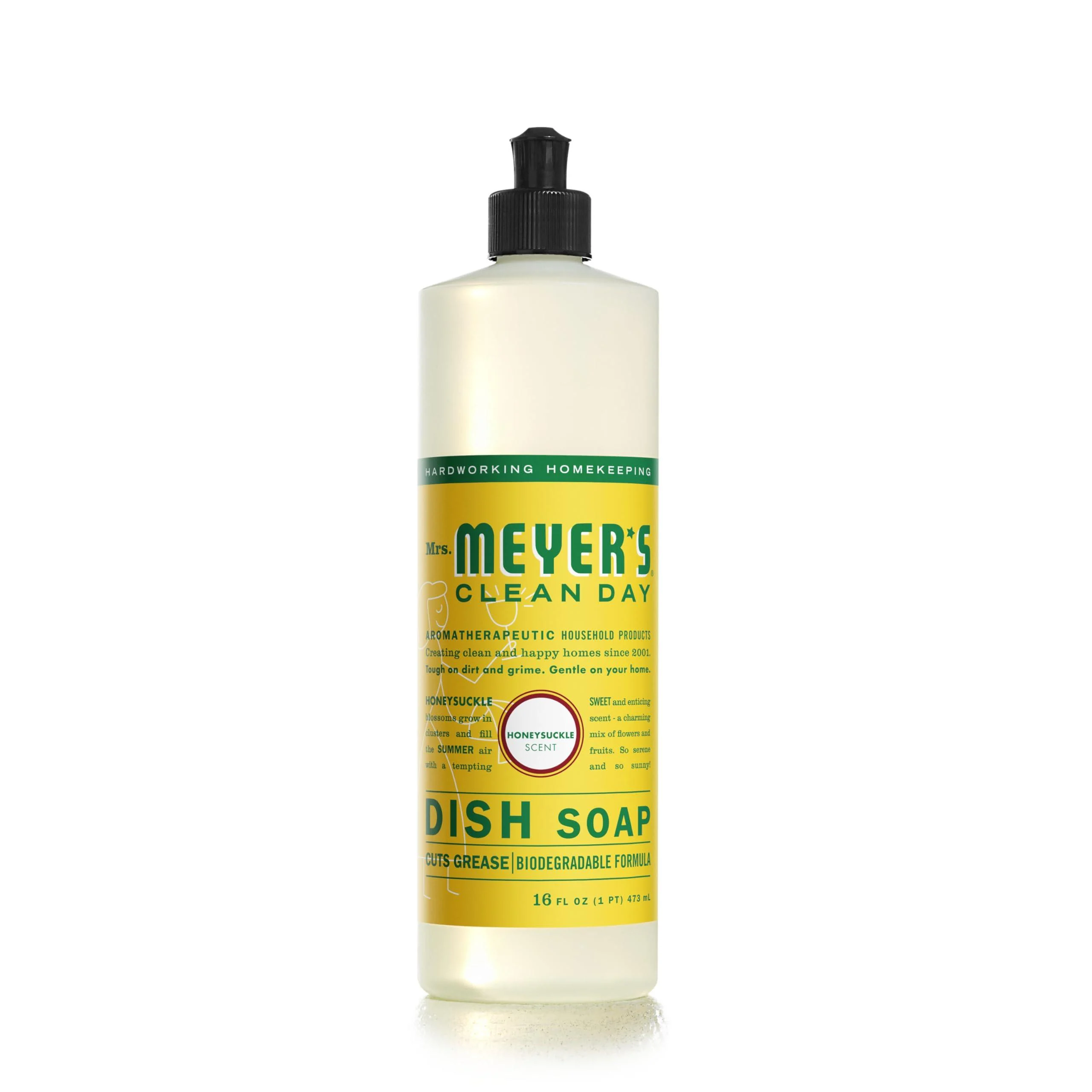 MRS. MEYER'S CLEAN DAY Liquid Dish Soap Biodegradable Formula Honeysuckle 16 fl. oz