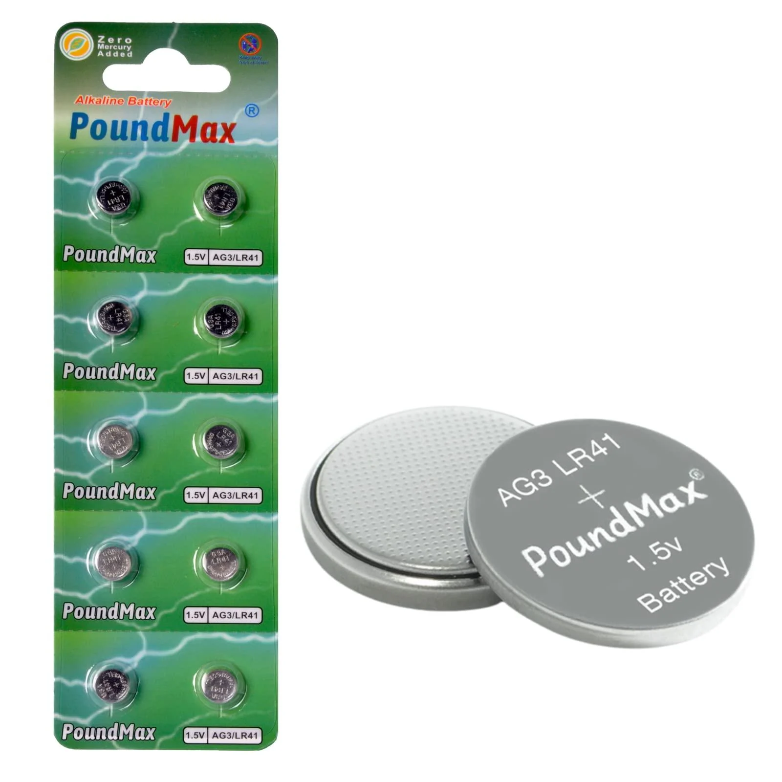 AG3 LR41 Batteries 1.5v Alkaline Button Cell Battery - 10 Count Single
