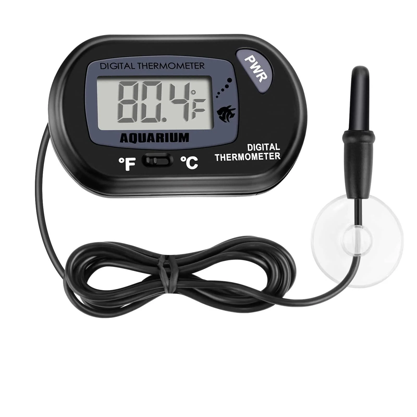 Digital Aquarium Thermometer - LCD Display Fish Tank Thermometer, Water Terrarium Temperature Thermometer with Suction Cup, for Fish and Turtle