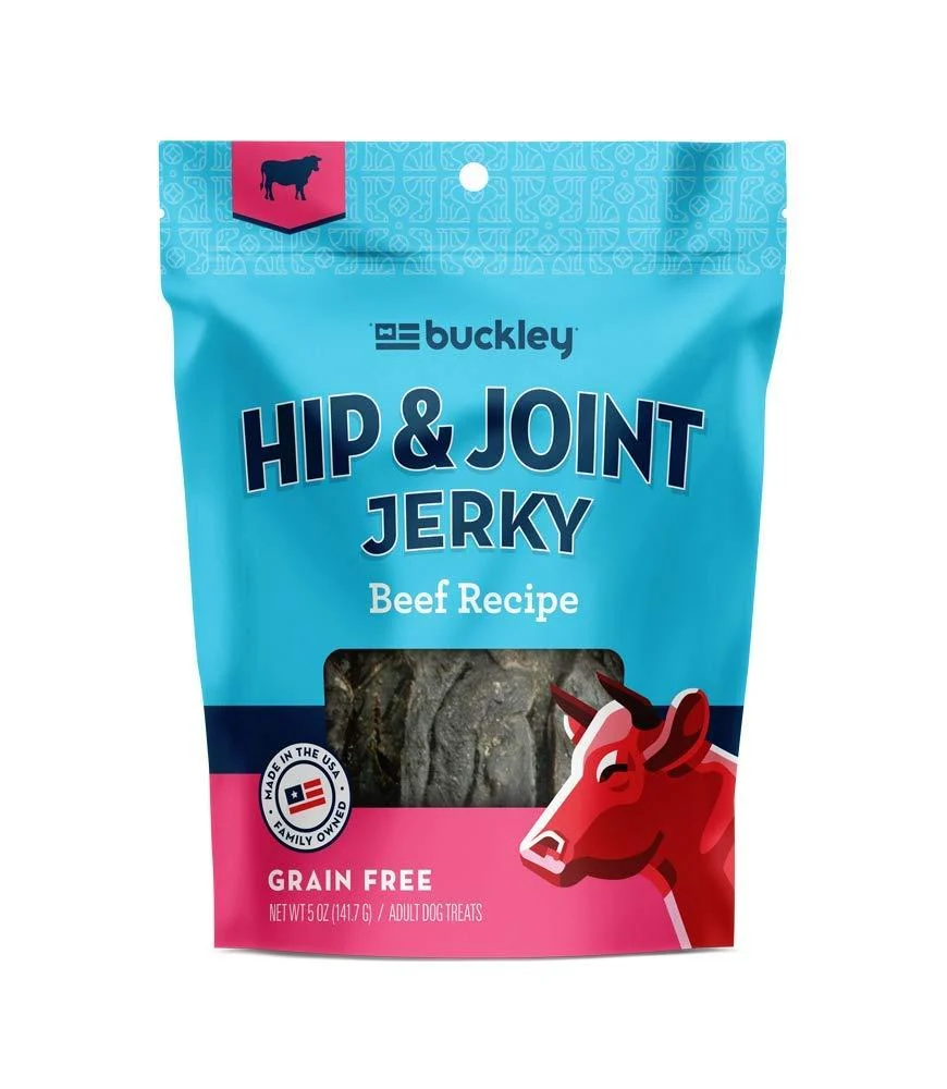 Buckley Functional Healthy Hip And Joint Dog Jerky Treats, Beef Recipe, 5 Ounce Beef Hip + Joint