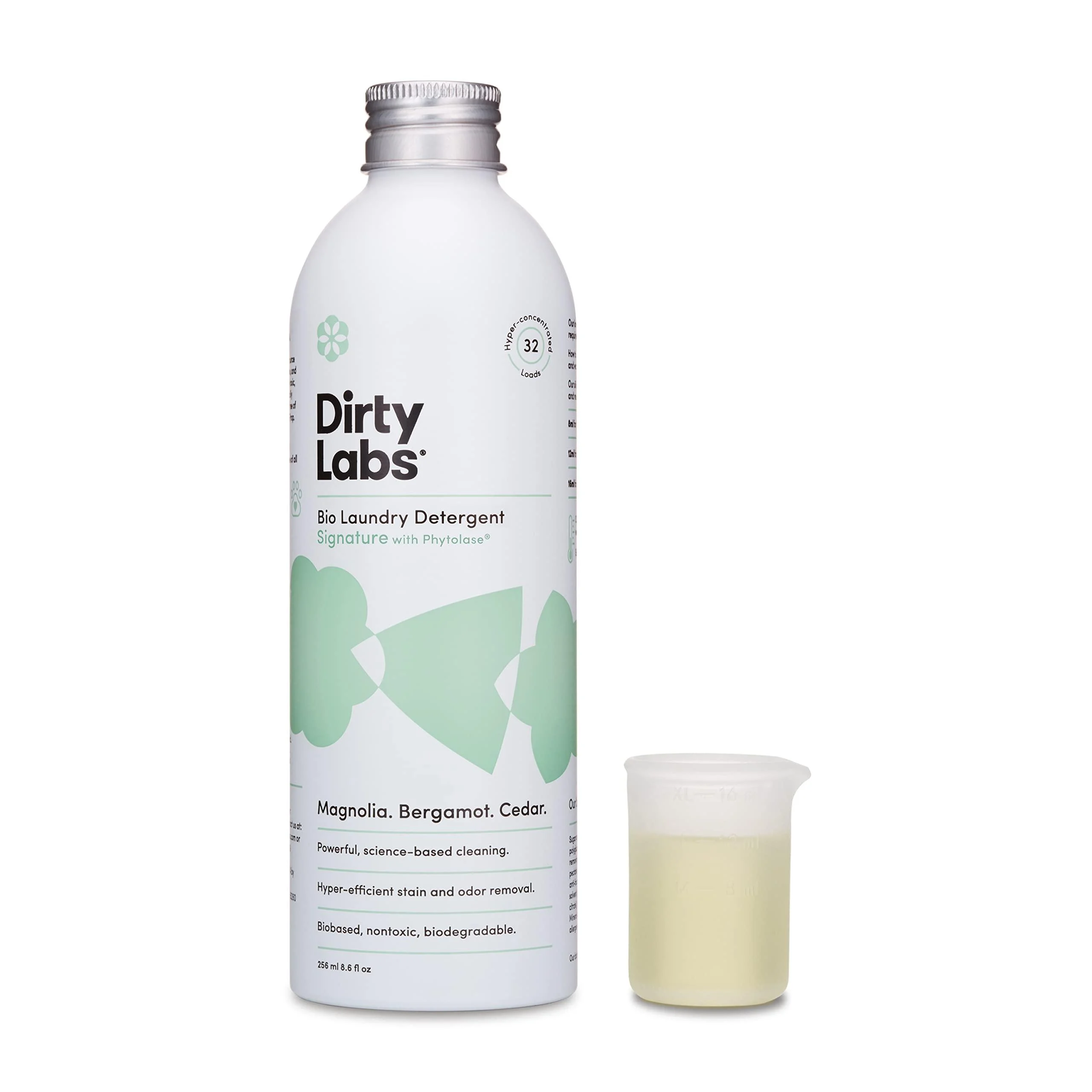 Dirty Labs | Signature Scent | Bio-Liquid Laundry Detergent | 32 Loads (8.6 fl oz) | Hyper-Concentrated | High Efficiency & Standard Machine Washing | Nontoxic, Biodegradable | Stain & Odor Removal Signature (Magnolia. Bergamot. Cedar) 8.6 Fl Oz (Pack of