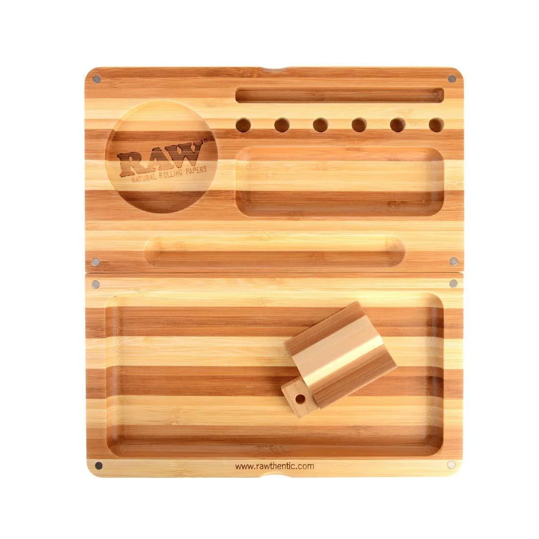 RAW Backflip Bamboo Magnet Rolling Tray (Limited Edition Striped) with Clear ES Scoop Card - DXM Co.