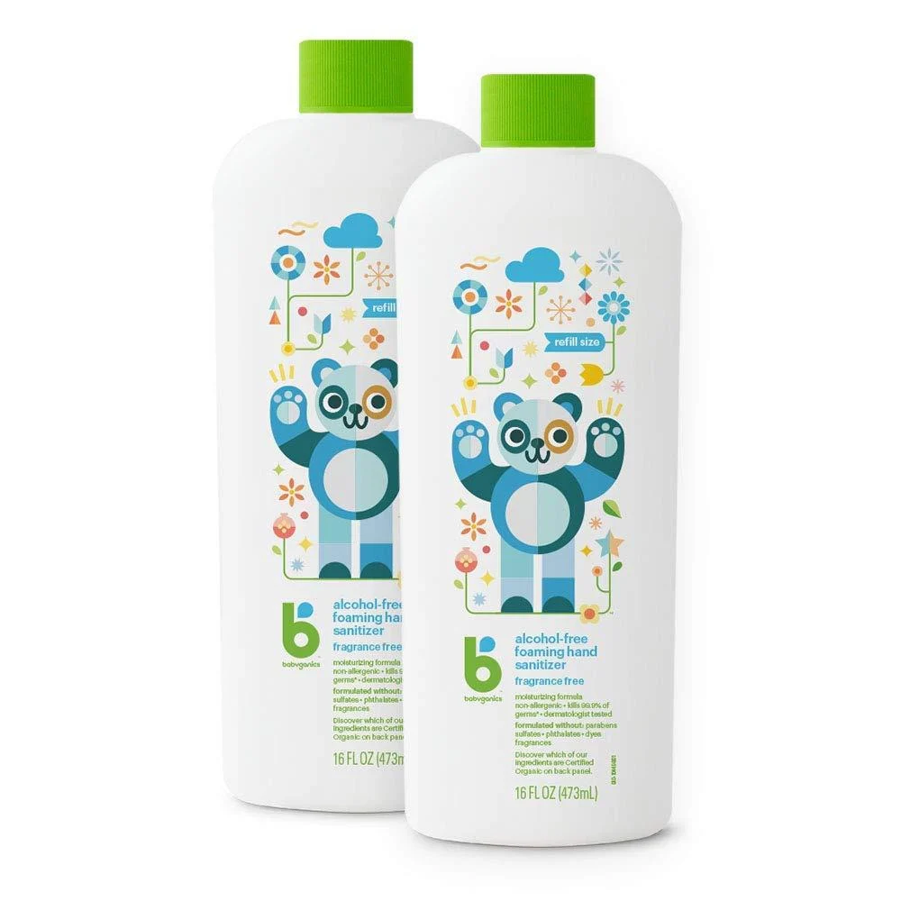 Babyganics Foaming Hand Sanitizer Refill Alcohol Free Fragrance Free Kills 99.9% of Common Bacteria Moisturizing 16 Fl Oz (Pack of 2) Fragrance Free 16 Ounce (Pack of 2)