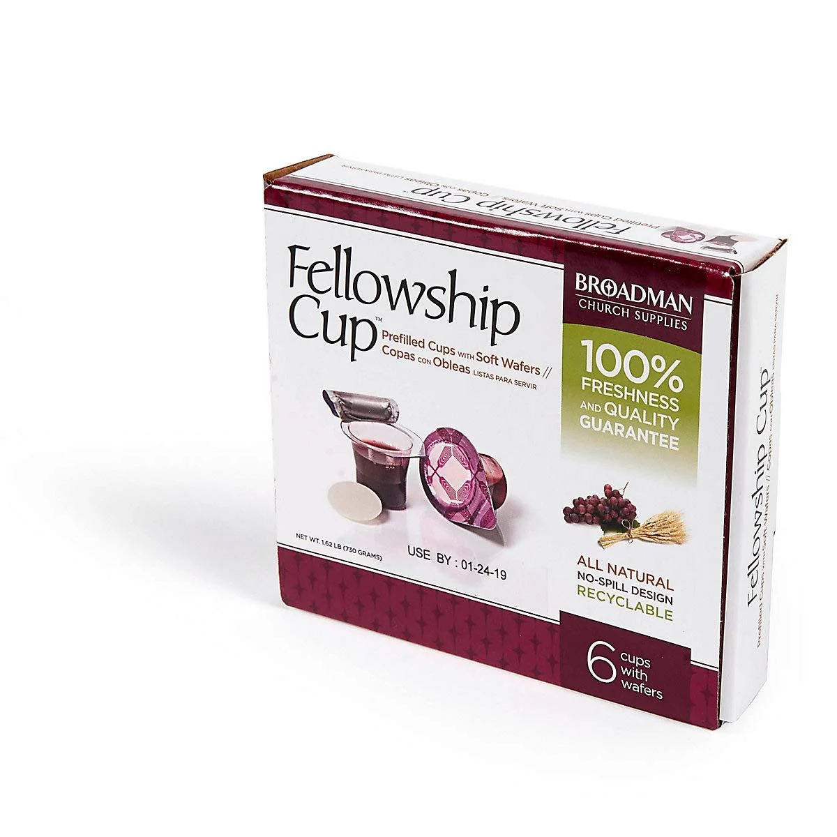 Broadman Church Supplies Pre-filled Communion Fellowship Cup, Juice and Wafer Set, 6 Count Grape 6 Count (Pack of 1)
