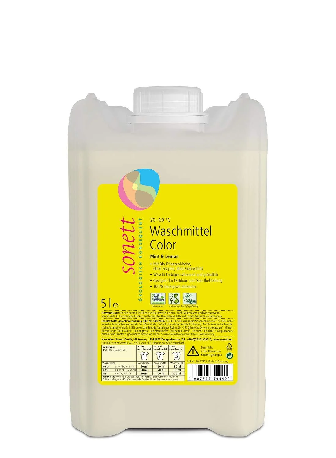 Sonett Detergent Color Mint & Lemon 5 liters 5 l (1 pack)