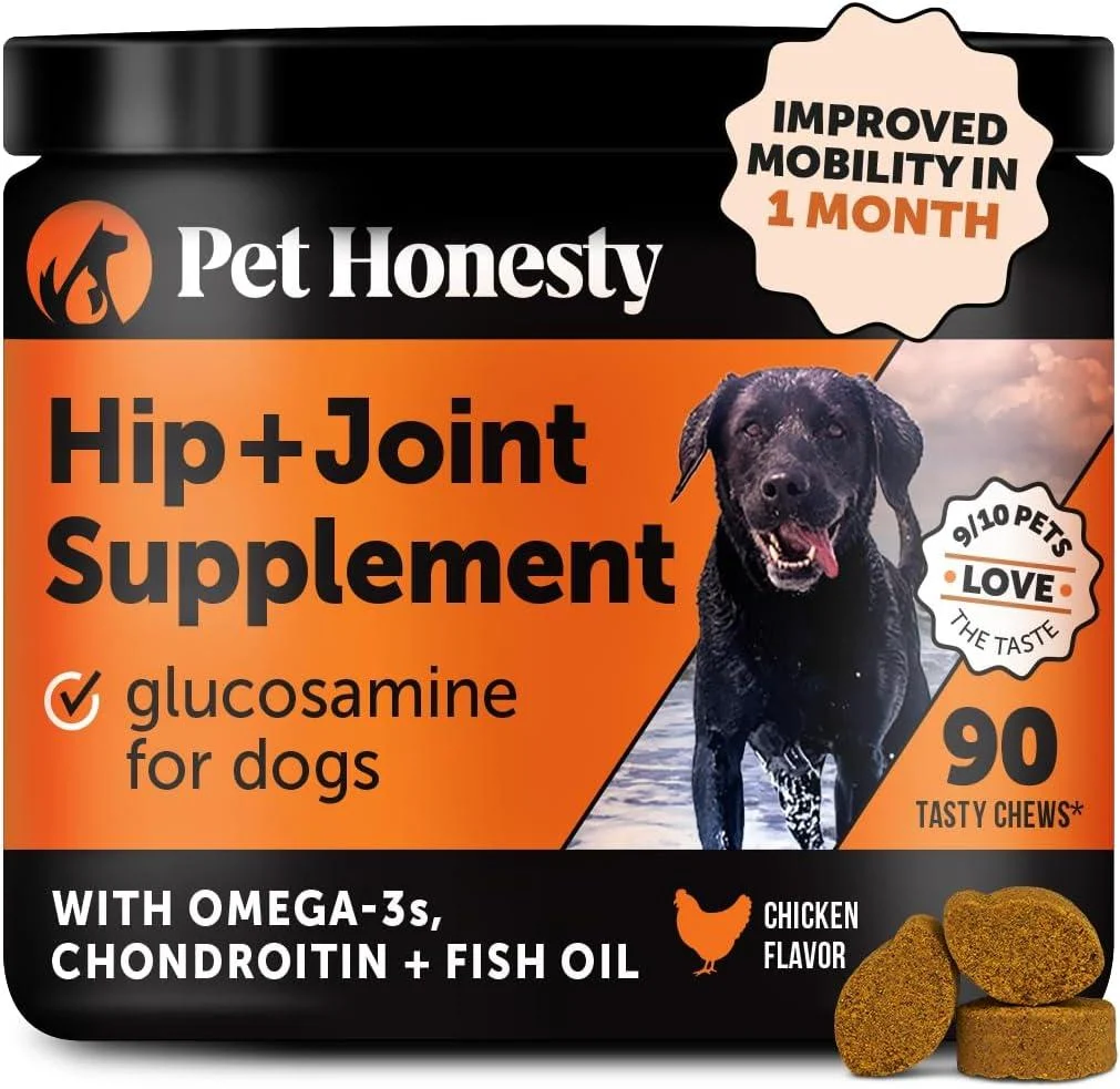 PetHonesty Hip & Joint Health - All-Natural Joint Supplement Support for Dogs & Cats - Glucosamine Chondroitin, MSM, Turmeric - Advanced Pet Joint Support and Pet Mobility - May Reduce Discomfort Chicken Dog Mobility