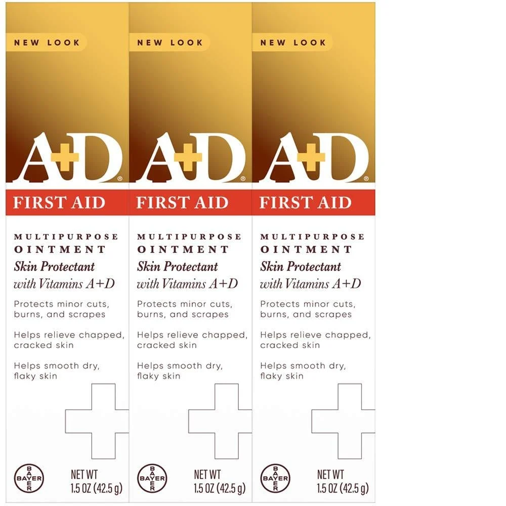 A+D First Aid Ointment, Multipurpose Dry Skin Moisturizer and Skin Protectant, 1.5 Oz (Pack of 3) 1.5 Ounce (Pack of 3)