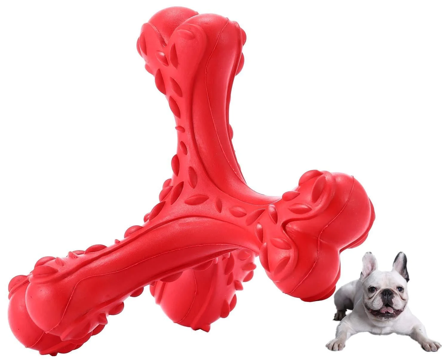 Cvalin Dog toys for aggressive cubes of large breeds dog toothbrush stick toys dental chews toothbrush for cleaning pet teeth red-a
