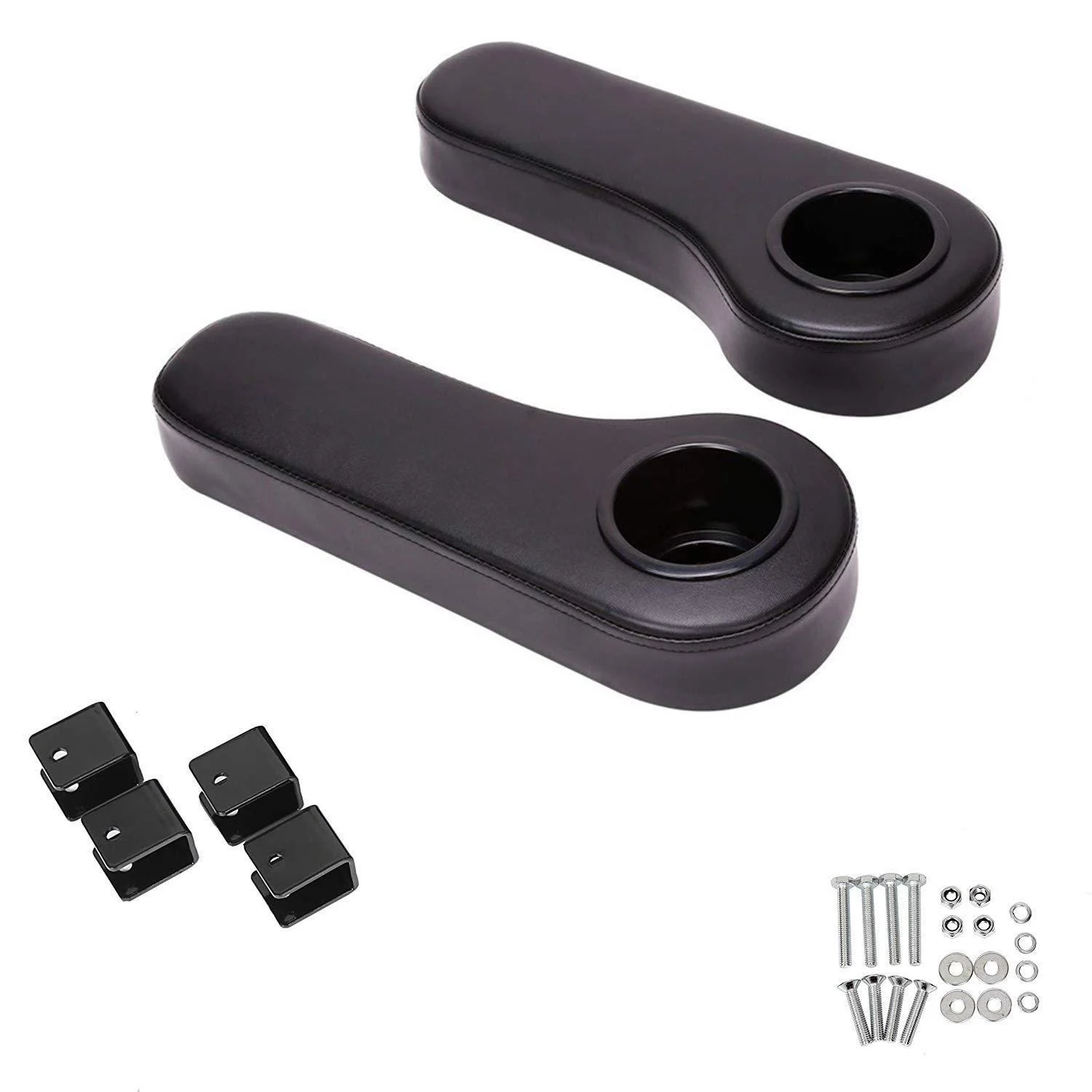Golf Cart Rear Seat Arm Rests | No Drilling Required, Universal Arm Rest Fits on EZGO, Club Car, Yamaha Golf cart with Rear seat Black - Dr.Acces