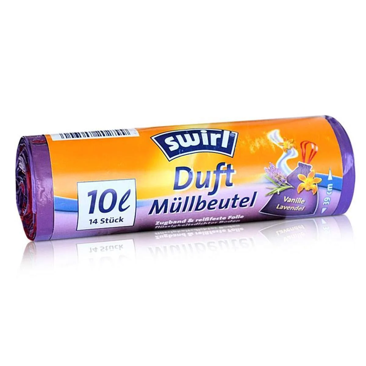 Swirl scented garbage bag vanilla-lavender with drawstring 10 liters 1 roll with 14 bags