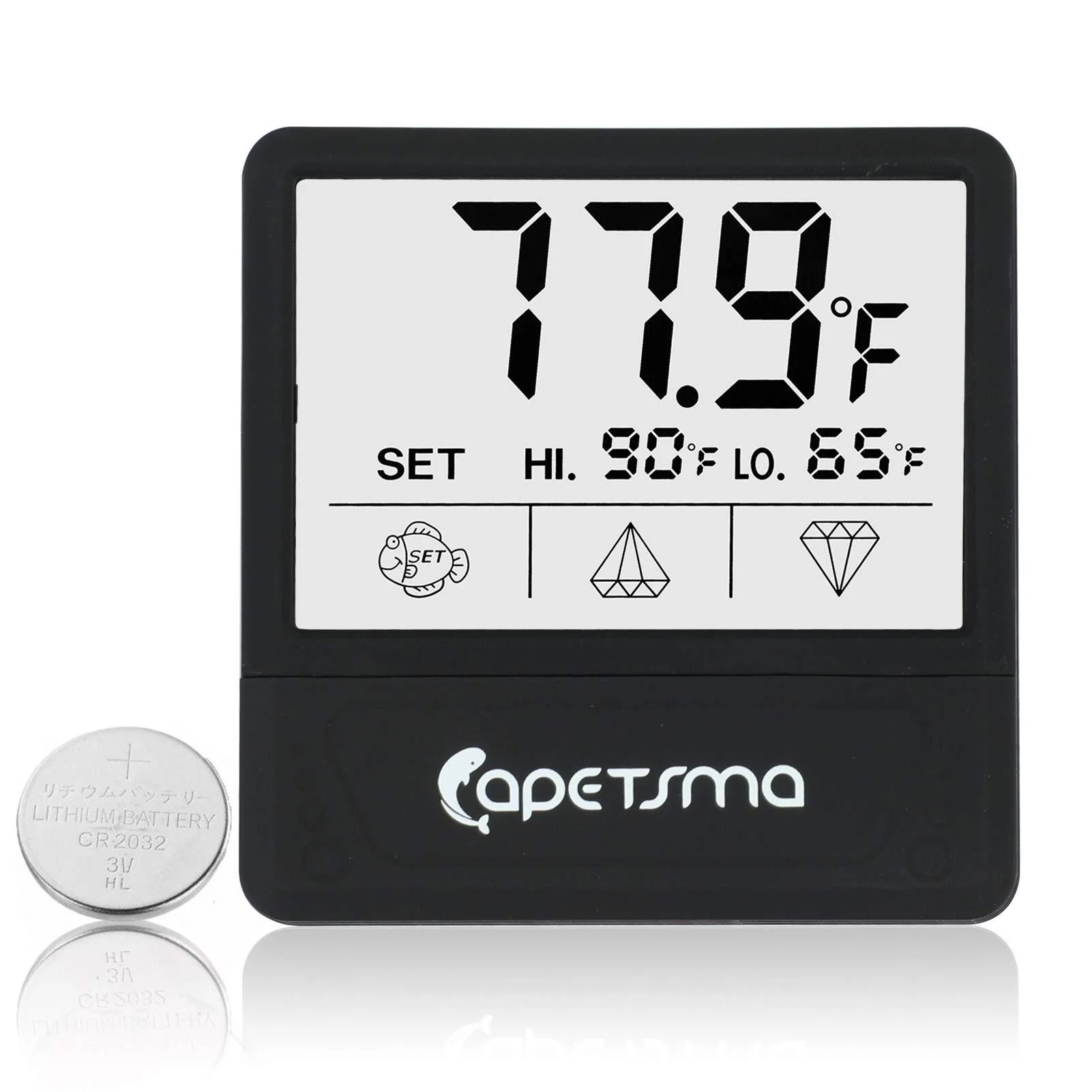 Aquarium Thermometer, Digital Touch Screen Fish Tank Thermometer With Large LCD Display, Stick-on Tank Temperature Sensor Ensures Accurate Reading for Aquarium Terrarium Amphibians and Reptiles black