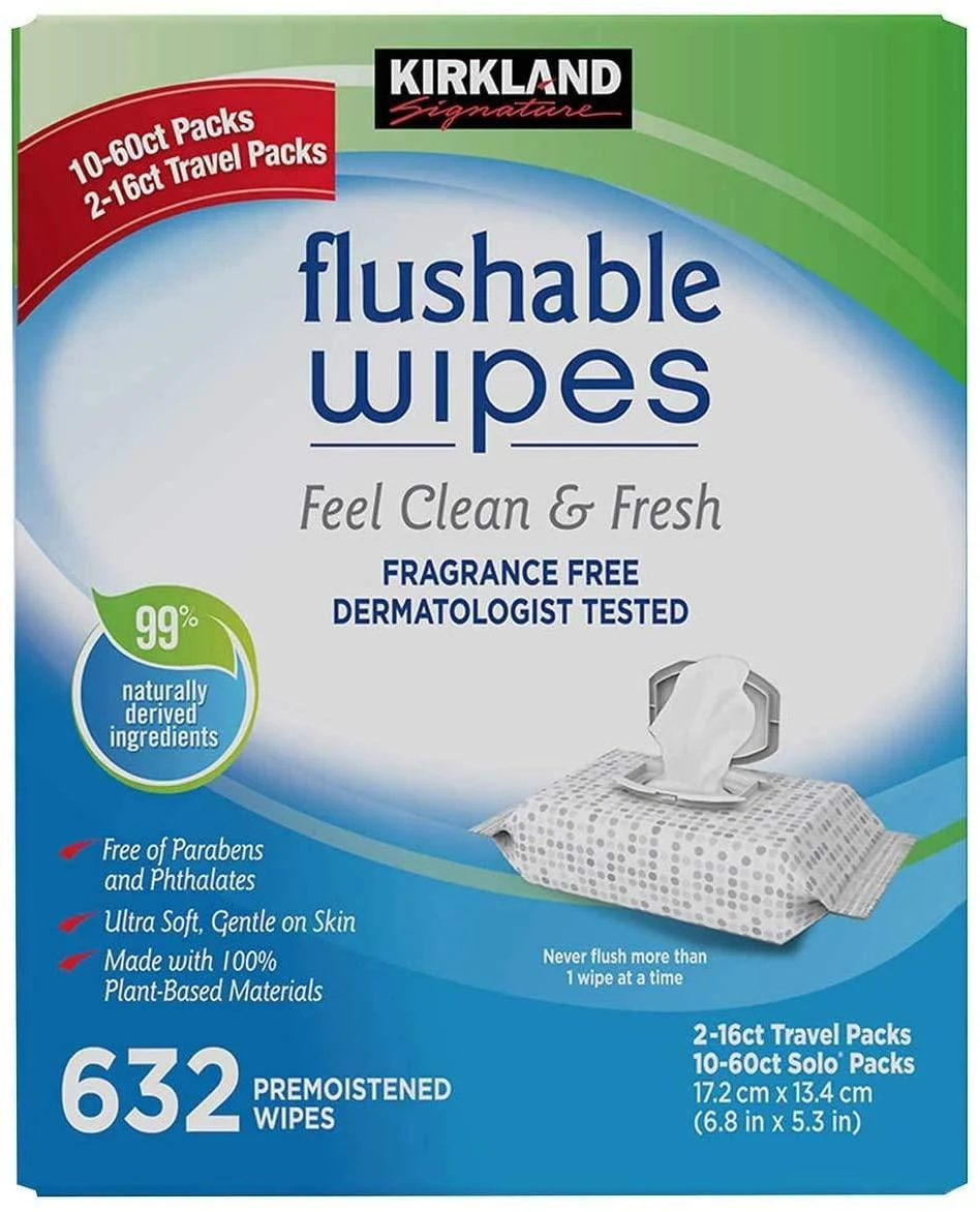 Kirkland Signature Moist Flushable Wipes 632 Wipes 632 Count - HAO