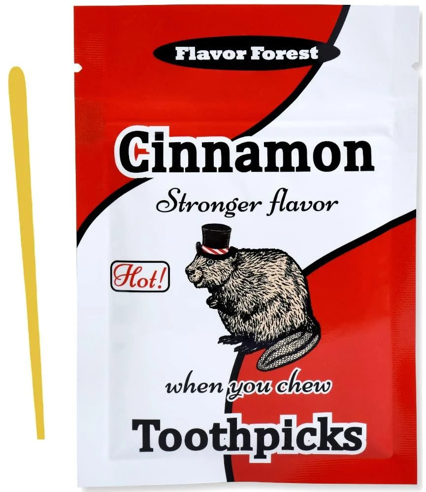 Hot Cinnamon Flavored Toothpicks (Flat Shape) 100ct Cinnamon (N&A) - Flavor Forest